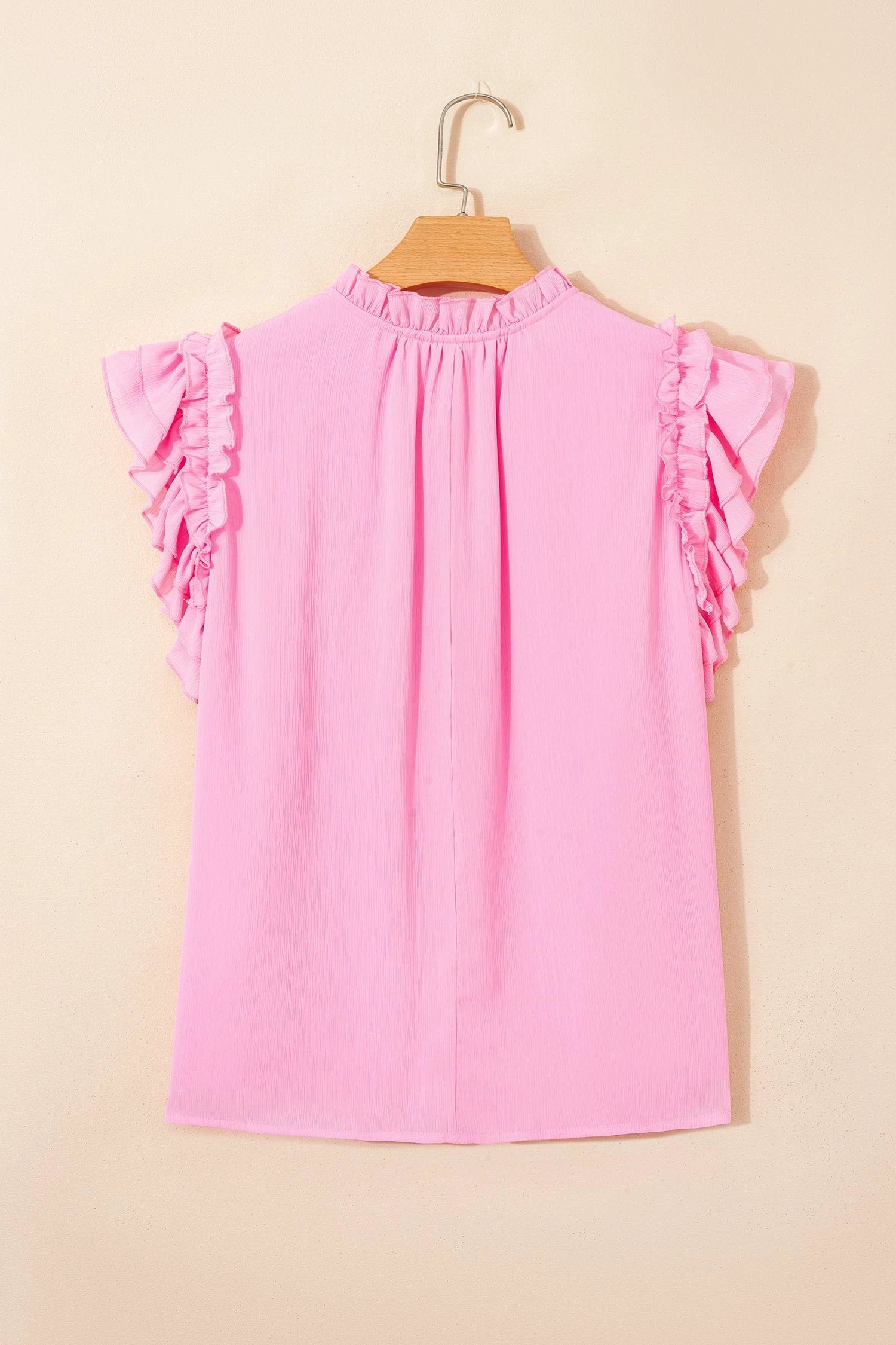 Dear-Lover Dropshipping Bonbon Plus Size Textured Tassel Tie V Neck Ruffle Short Sleeve Blouse - Plus Size/Plus Size Tops/Plus Size Blouses & Shirts