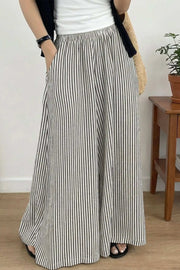 Striped Wide-Leg Pants with elastic waist and ultra wide-leg silhouette