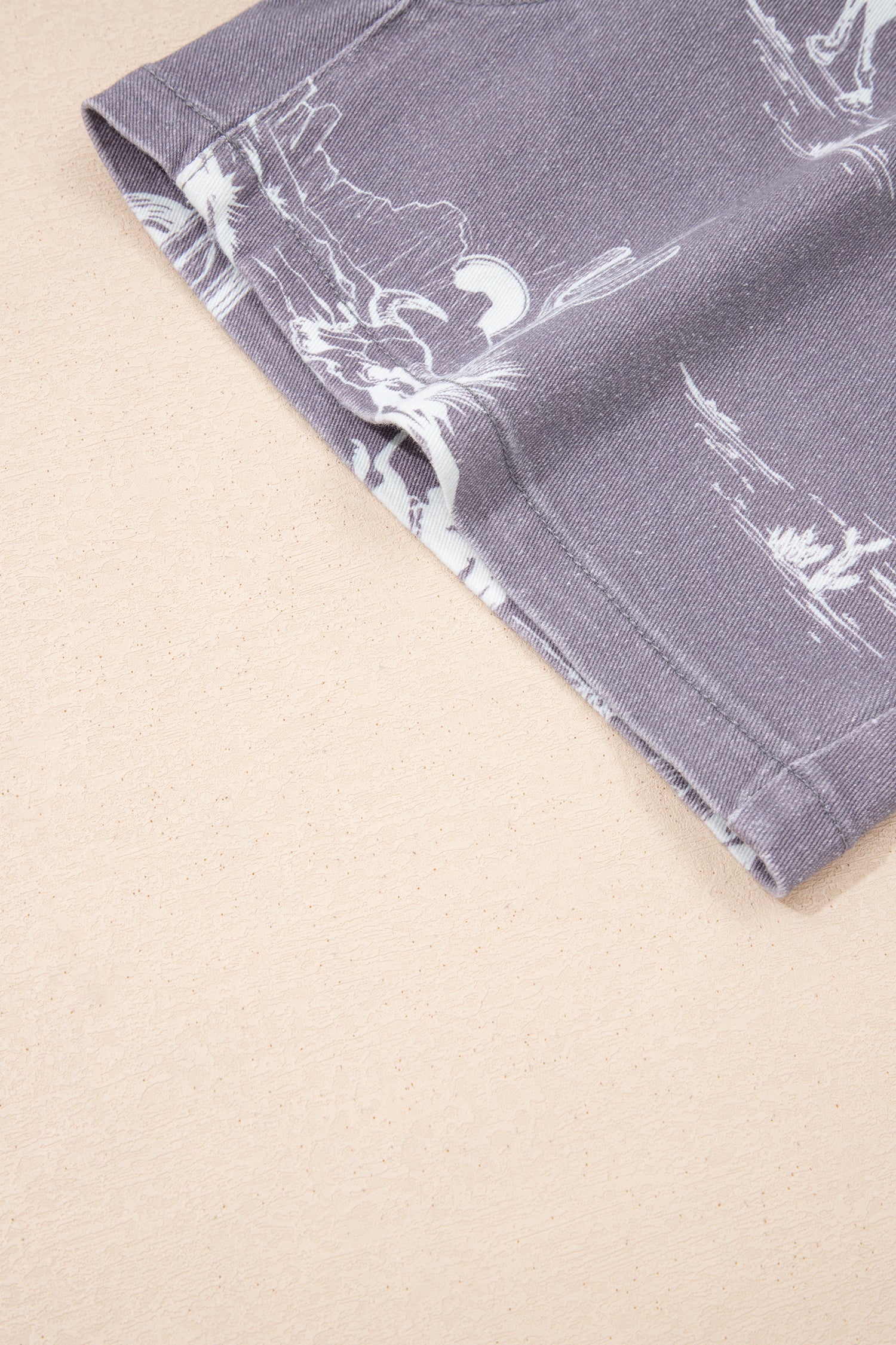 Western Print Denim Shorts | Elastic Waist Cotton Pull-On Style