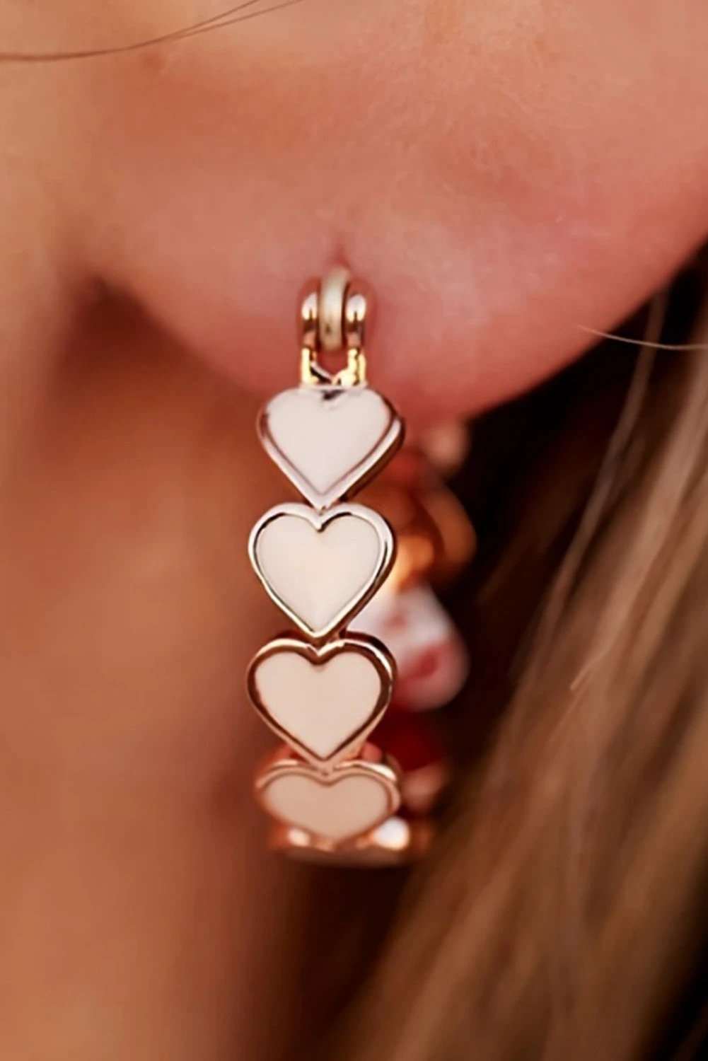 white heart shape plated alloy small hook earrings for women casual everyday outfit
