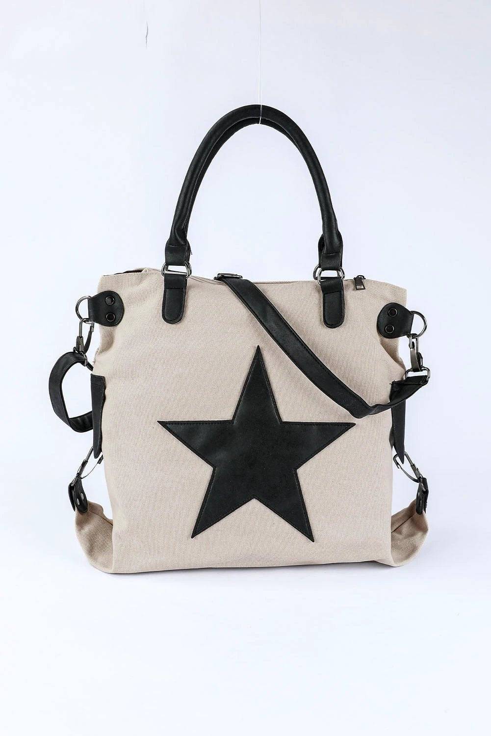 beige casual five-pointed star canvas tote bag for women casual everyday outfit