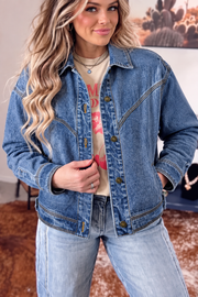 Sail Blue Vintage Wash Western Shift Denim Jacket