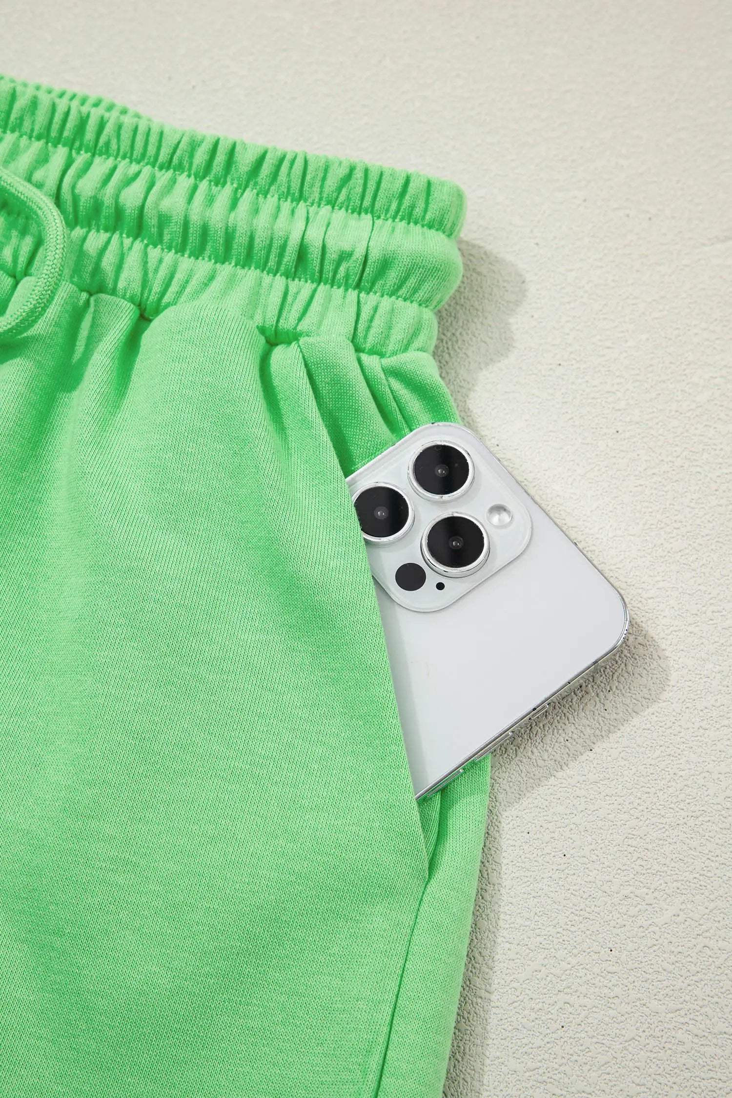 J&H Apparel Green Solid Color Puffy Loose Top Drawstring Shorts 2pcs Outfit - Outfit Sets Two Piece Sets/Short Sets