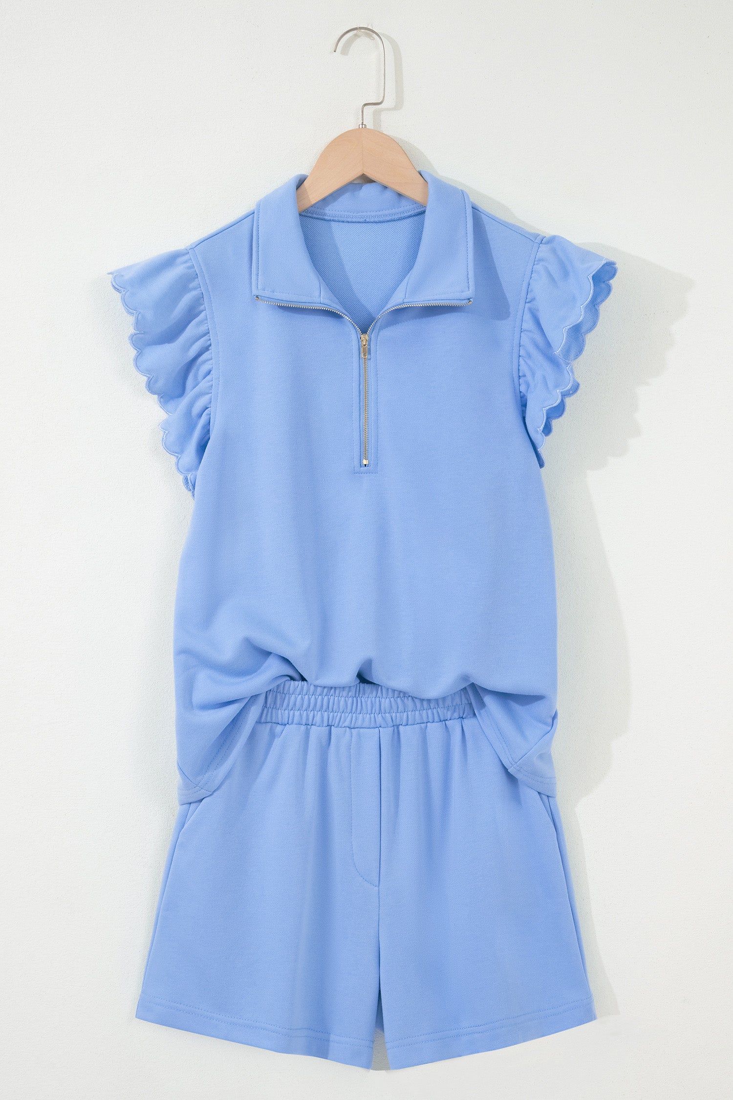 Ruffled Half Zip Short Set | Cozy Vacation Outfit