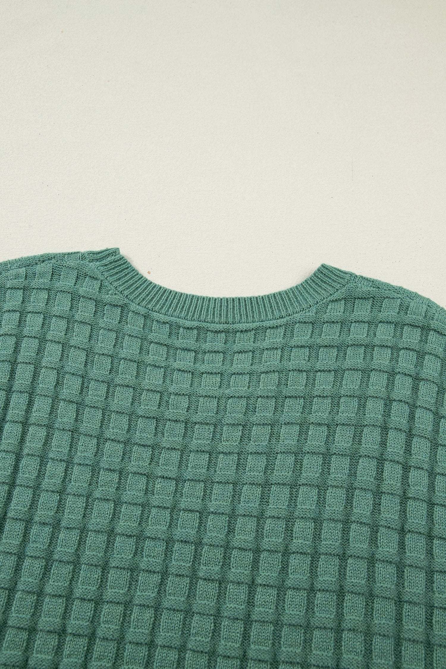 mist green plus size solid color textured knit short sleeve sweater for women casual everyday outfit