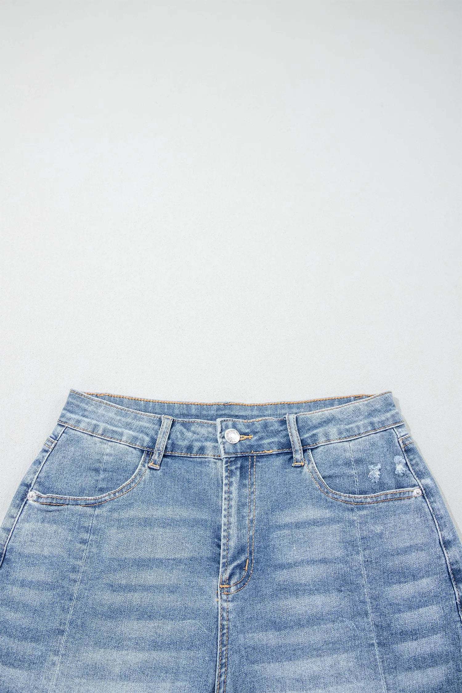 Dear-Lover Dropshipping Beau Blue Acid Wash Raw Hem Denim Shorts - Denim Shorts Bottoms/Denim Shorts