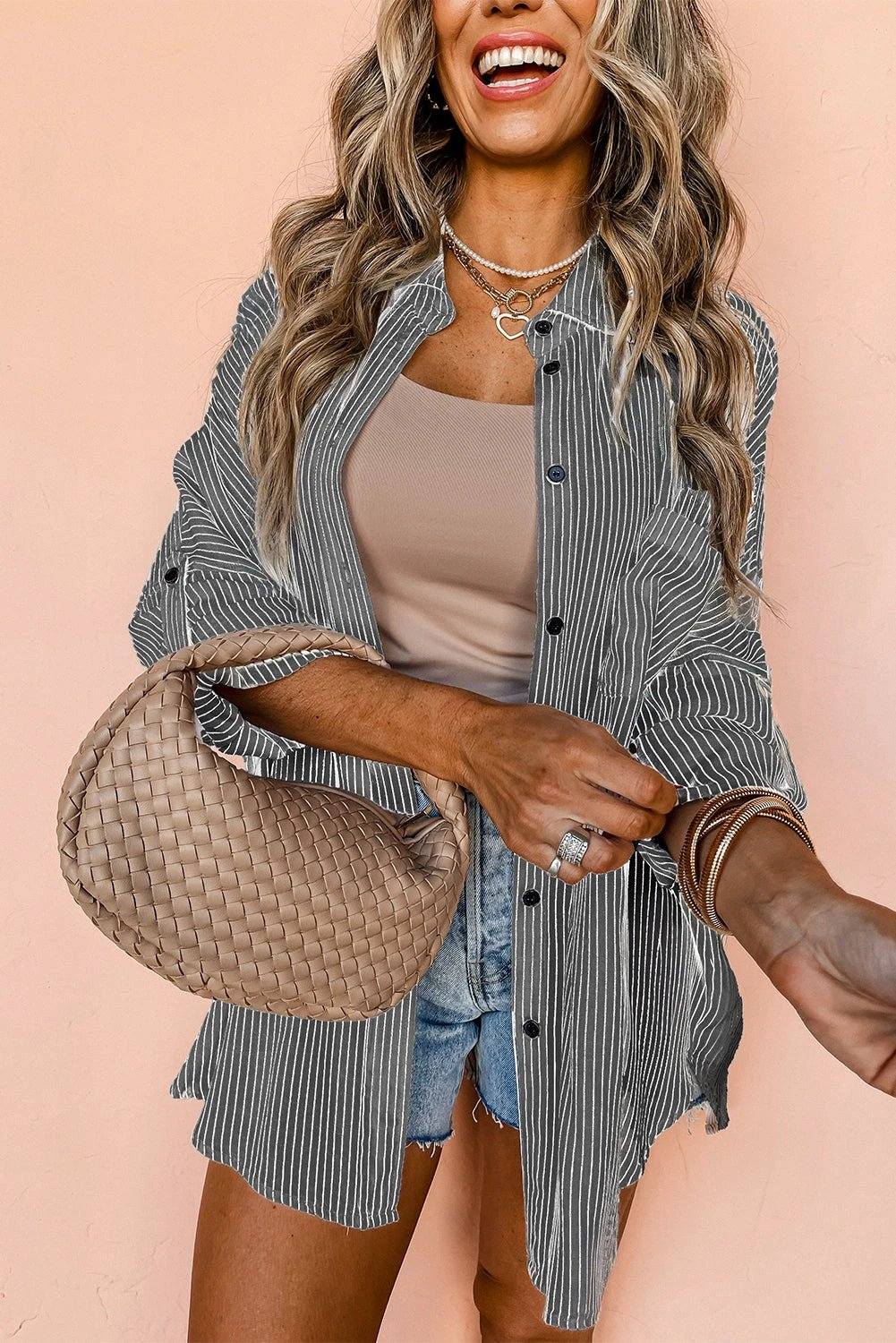 sky-blue stripe shirt