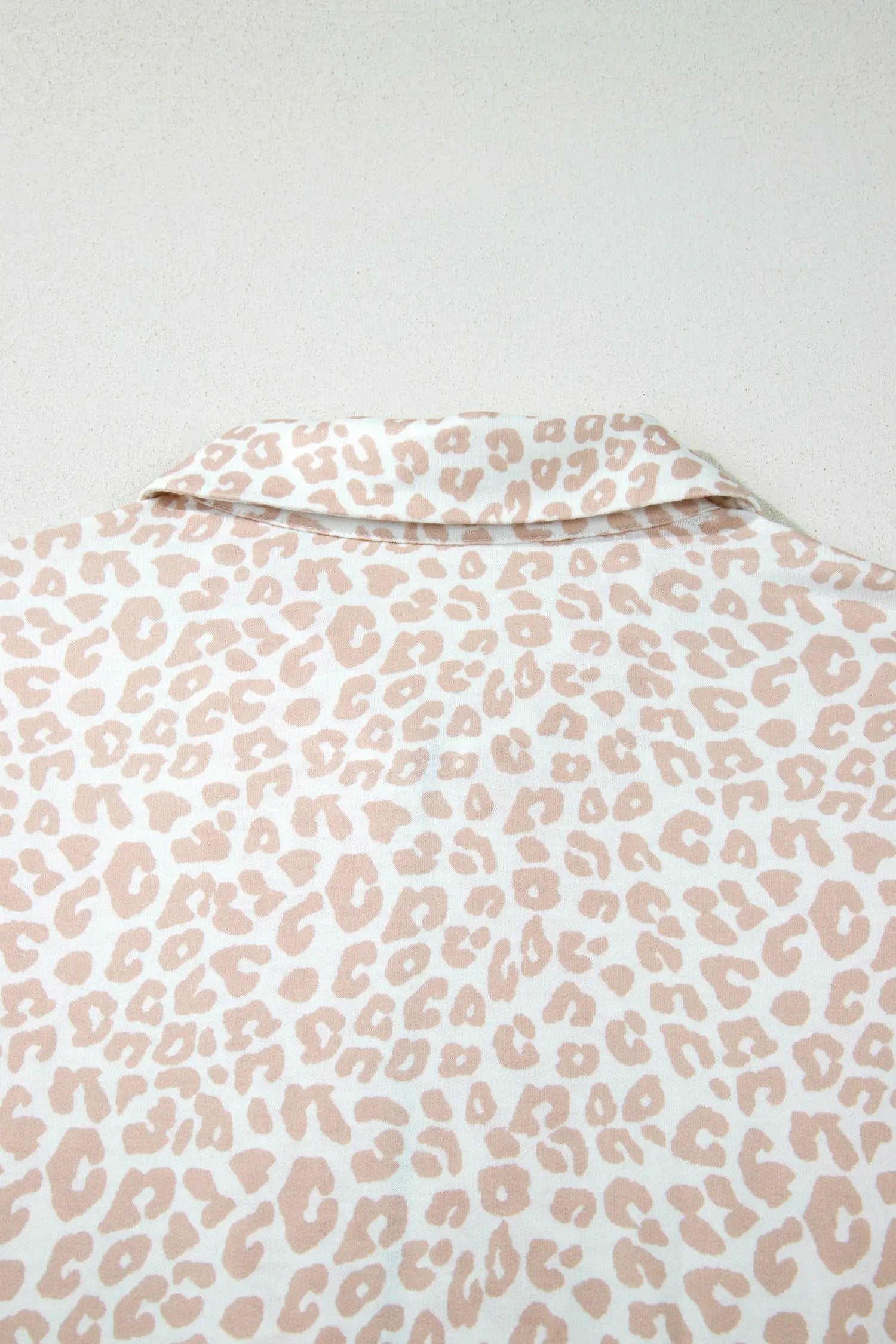 beige leopard zip polo top 2pcs short set for women casual everyday outfit