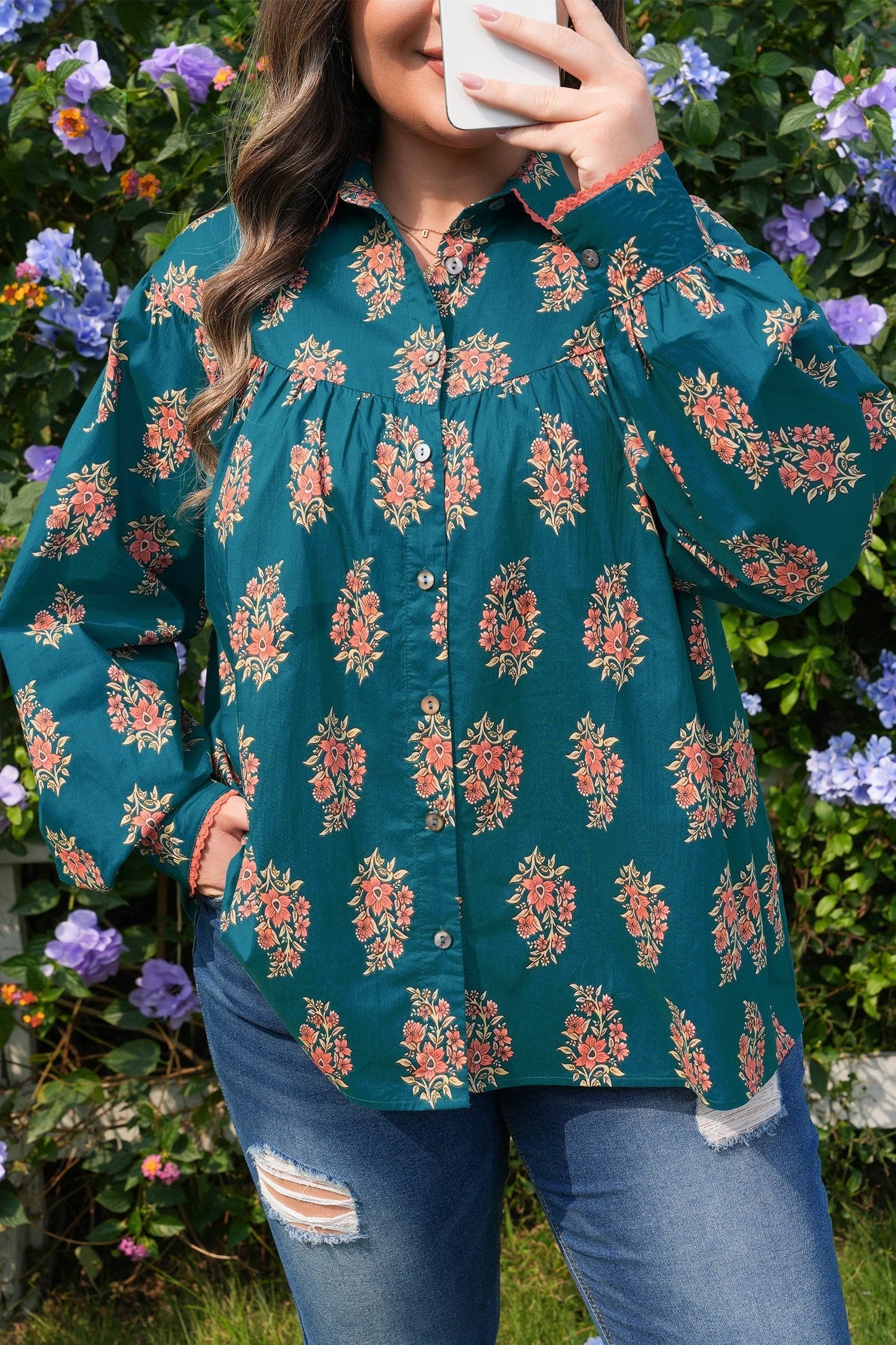 plus size floral blouse