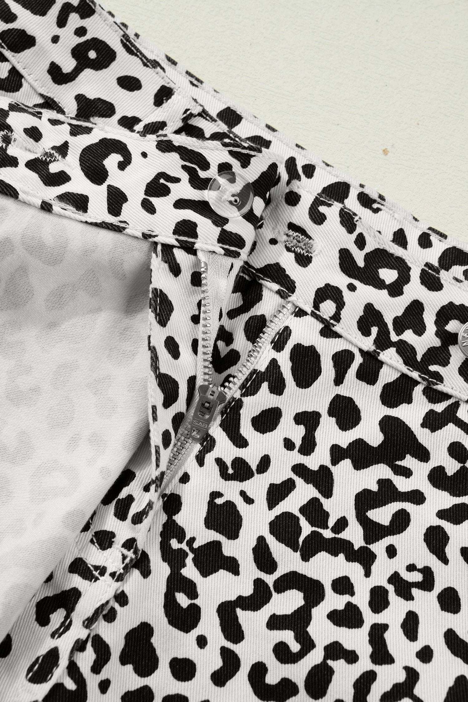 brown leopard print button overlap denim shorts for women casual everyday outfit