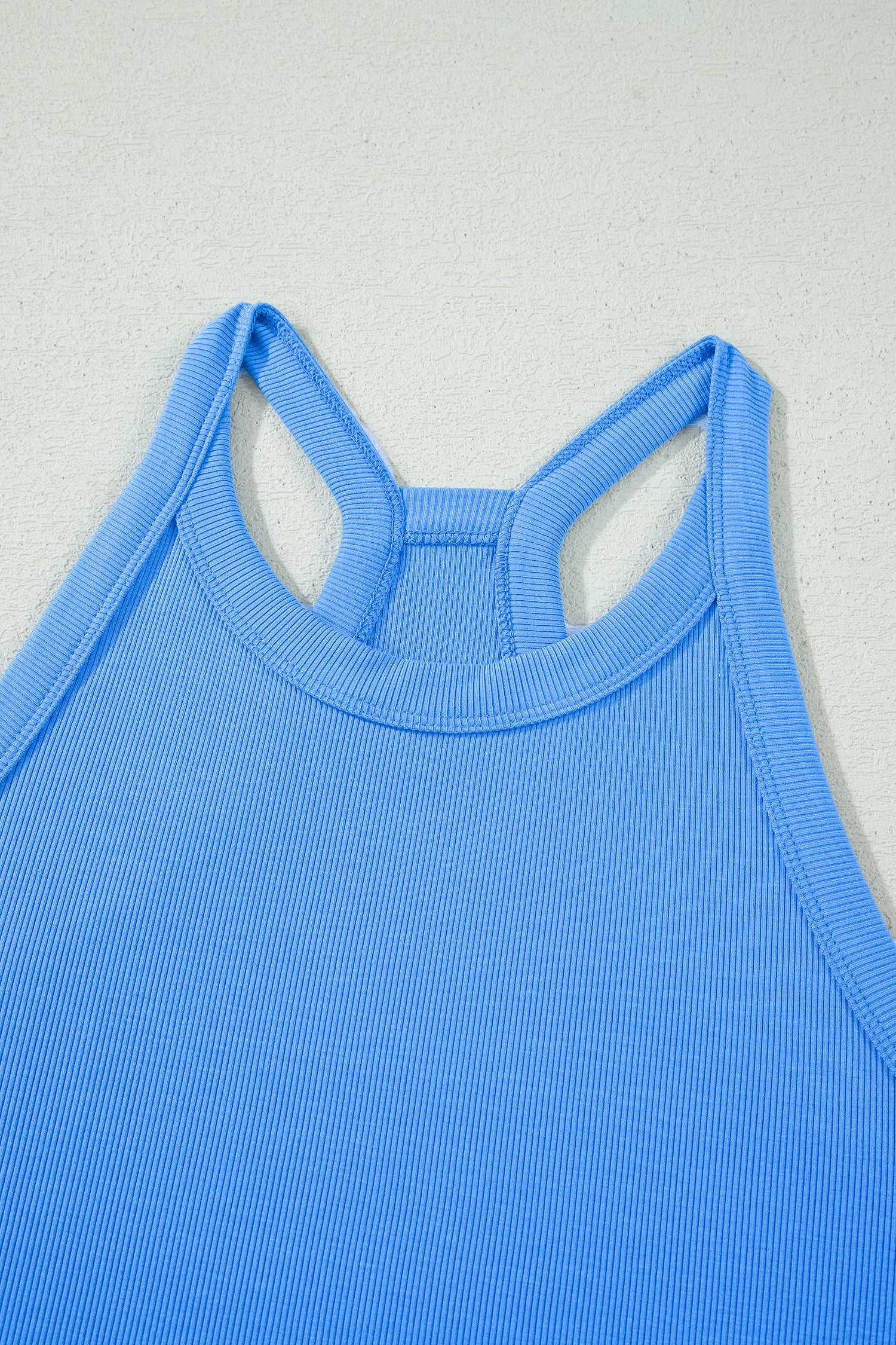 Ribbed Tank Top Shorts Set | Elastic High-Waist Outfit