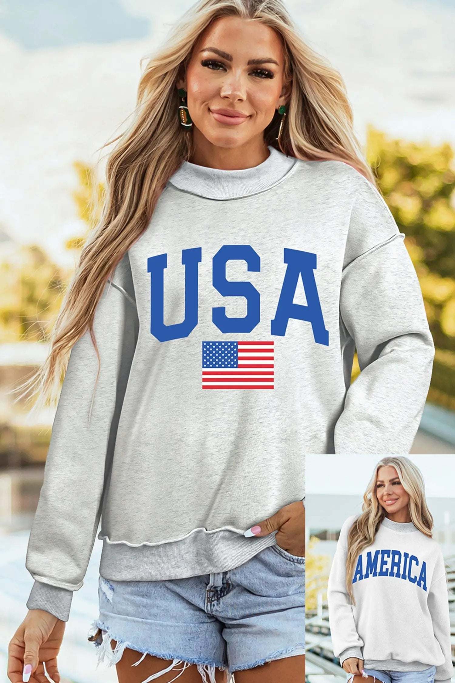 USA graphic sweatshirt | All-American Cozy Confidence -Stylish sweater