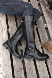 Side zip knee high boots with chunky low heel, PU leather, Main Character Energy style