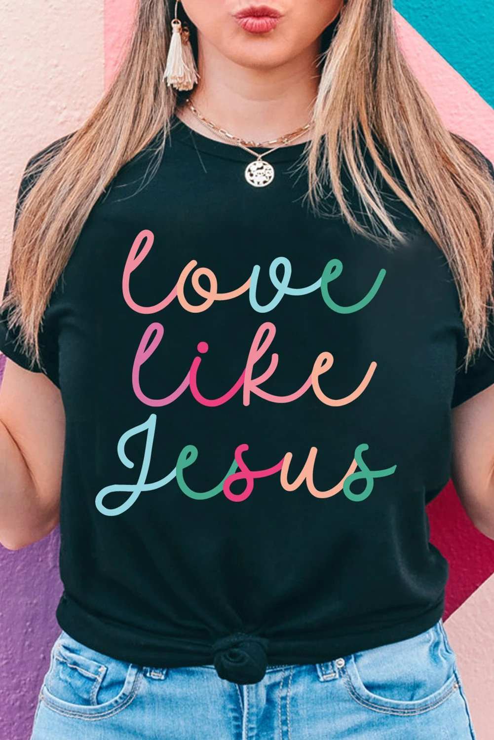 Love Like Jesus Graphic Tee crew neck faith-inspired casual shirt
