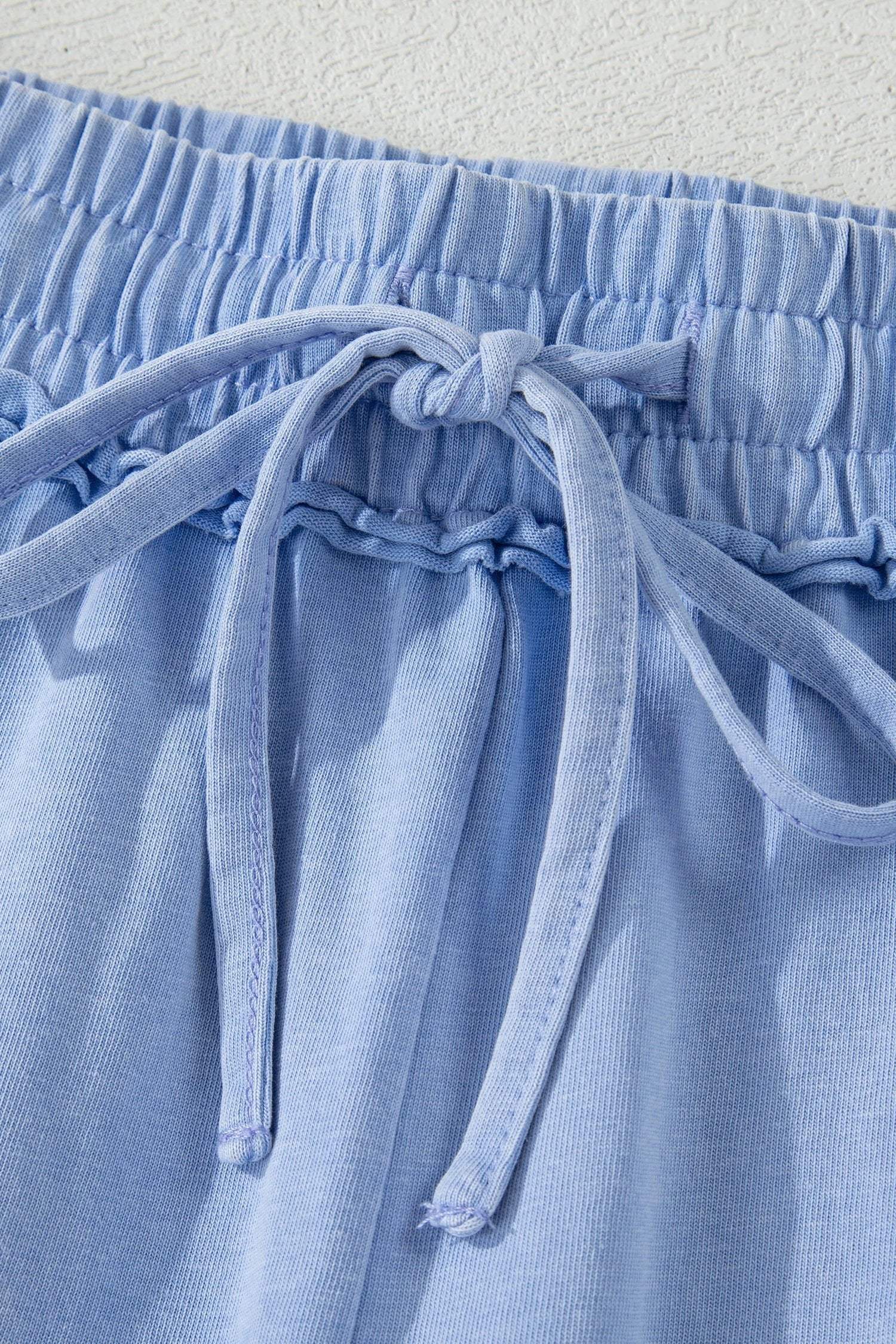 sea green mineral washed drawstring elastic waist raw cut shorts for women casual everyday outfit