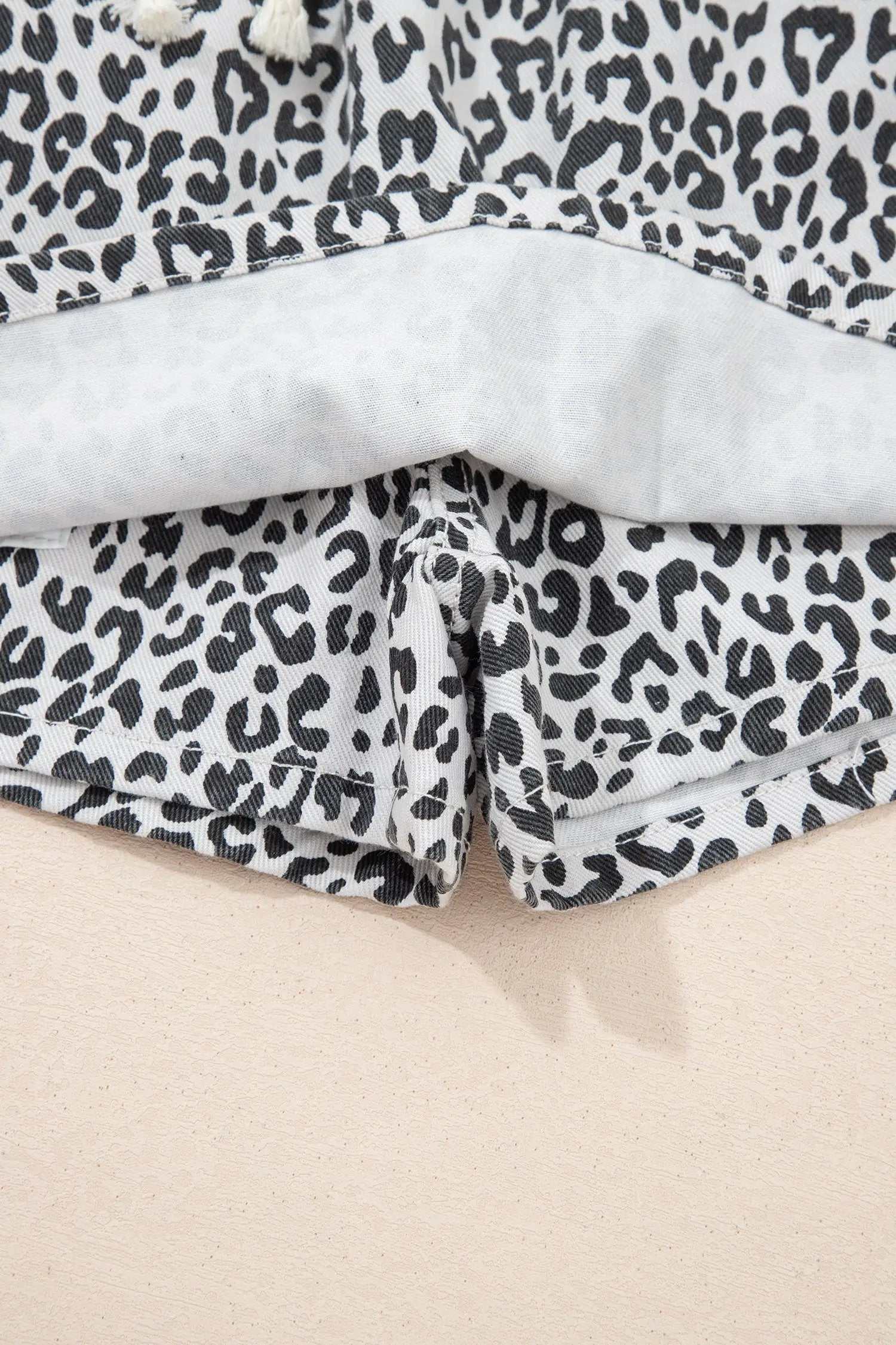 Leopard Print Denim Skort with tassel drawstring casual weekend style