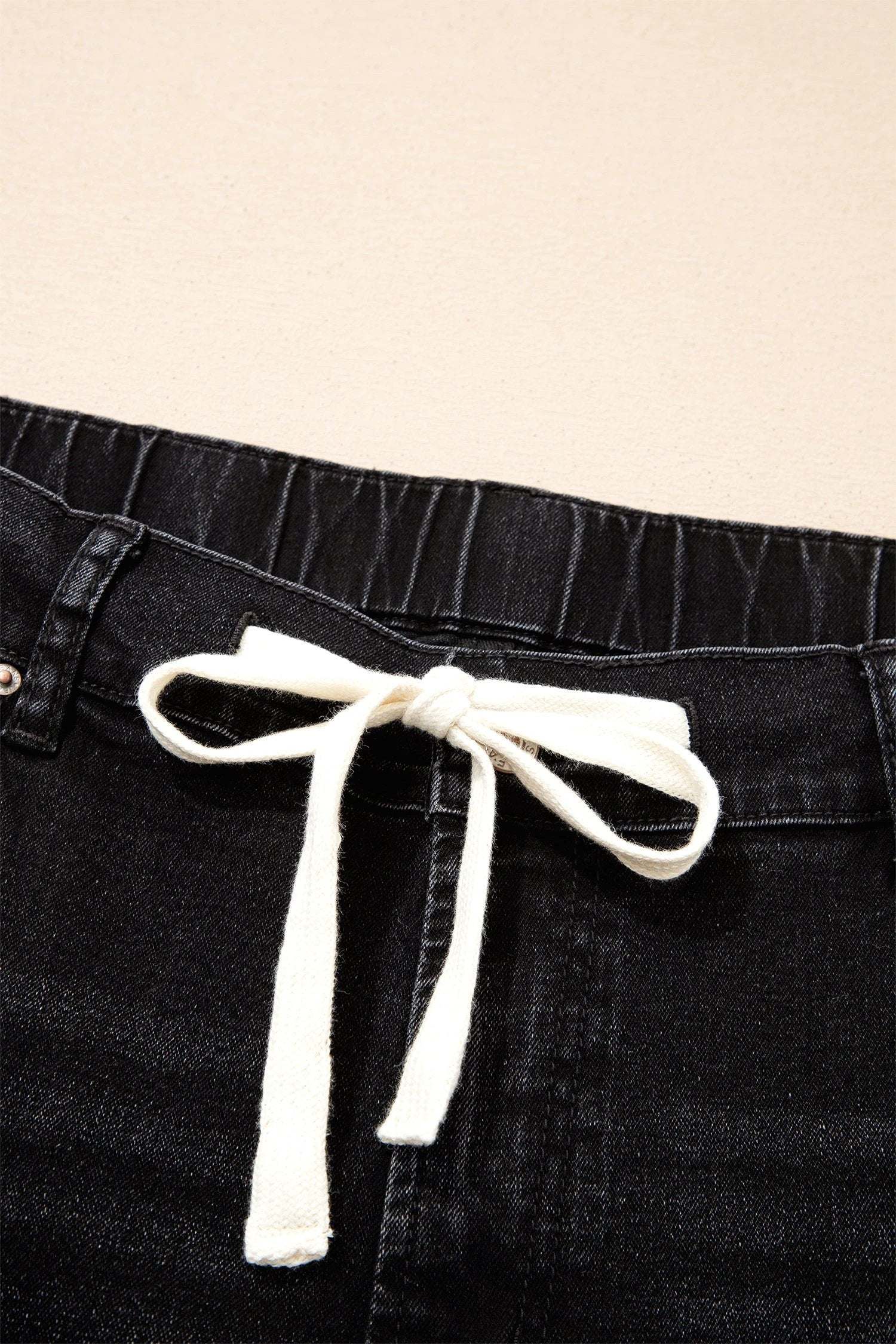 Plus size acid wash lace-up high rise wide leg jeans with Main Character Energy style