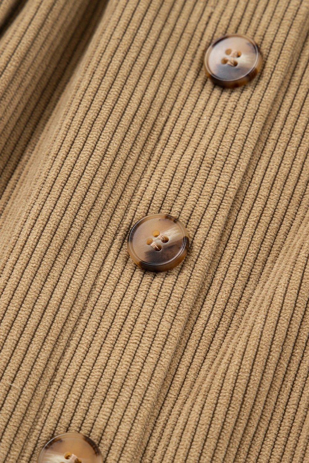camel corduroy buttoned front faux pockets mini skirt for women casual everyday outfit