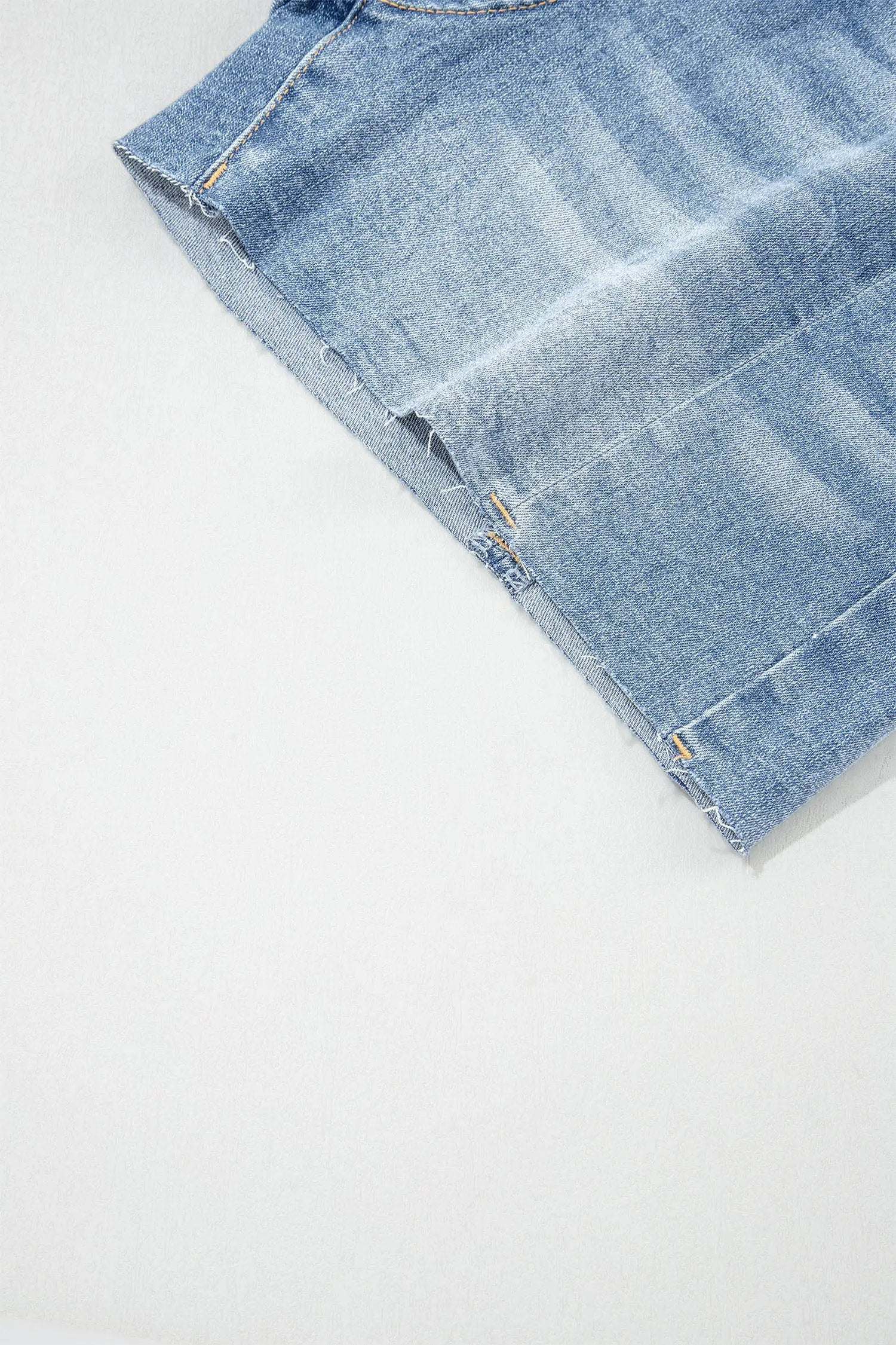 Dear-Lover Dropshipping Beau Blue Acid Wash Raw Hem Denim Shorts - Denim Shorts Bottoms/Denim Shorts