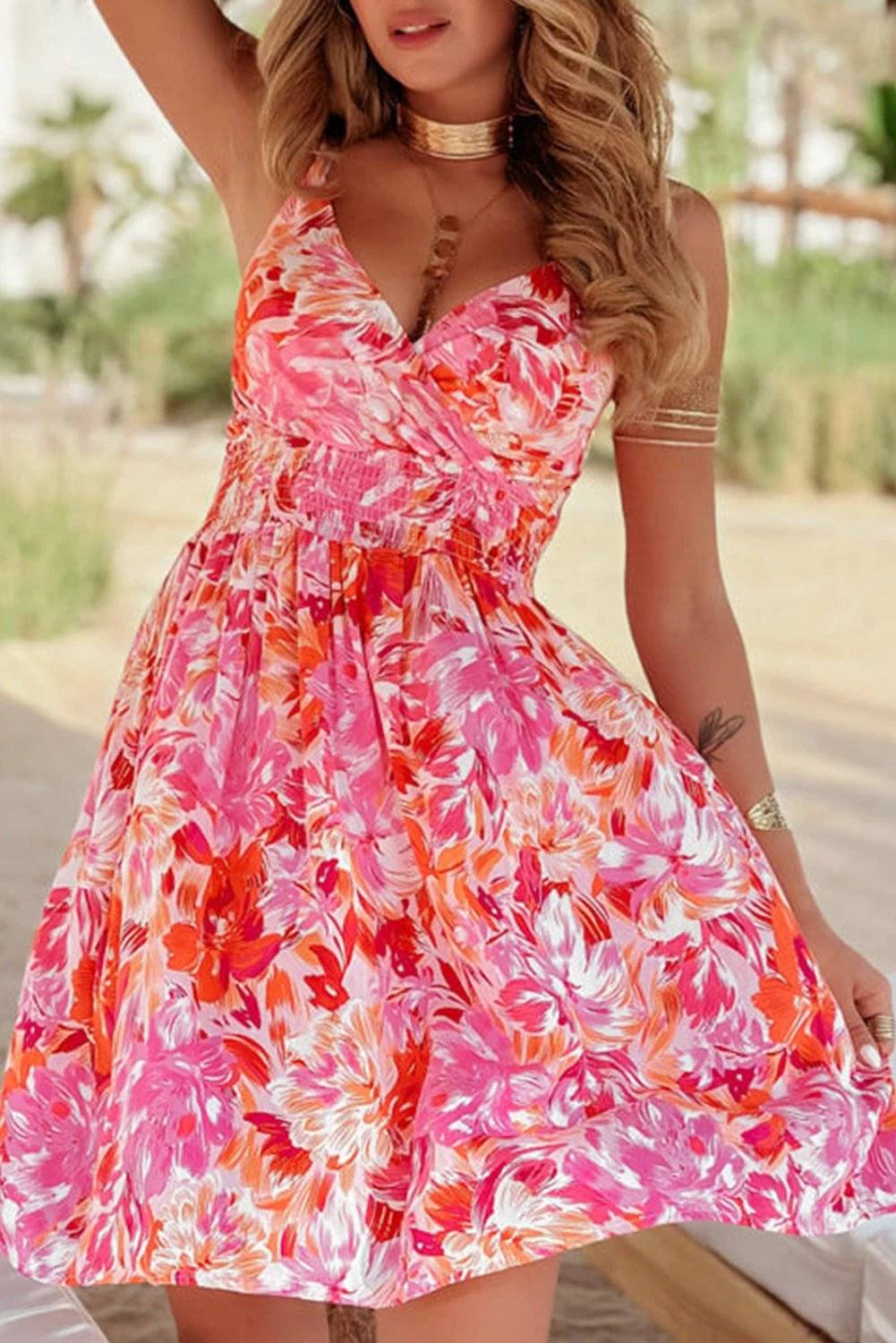  floral surplice mini dress for women casual everyday outfit