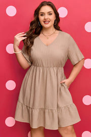 Plus Size Textured Ruffled Dress