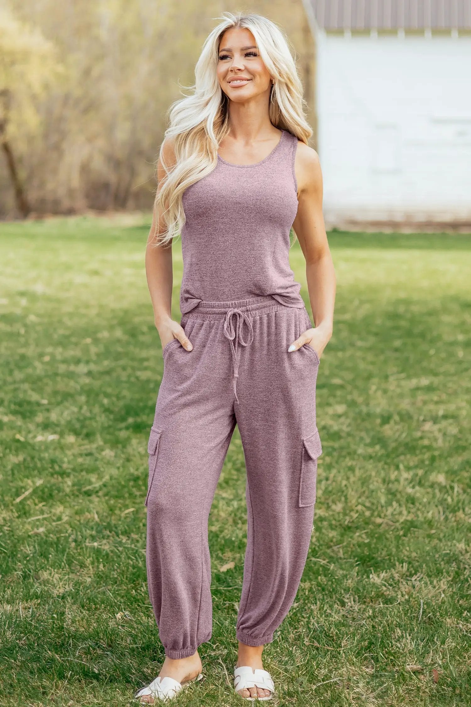 J&H Apparel Orchid Bouquet Casual Tank Top Drawstring Jogger Pants 2pcs Outfit - Outfit Sets Two Piece Sets/Pant Sets