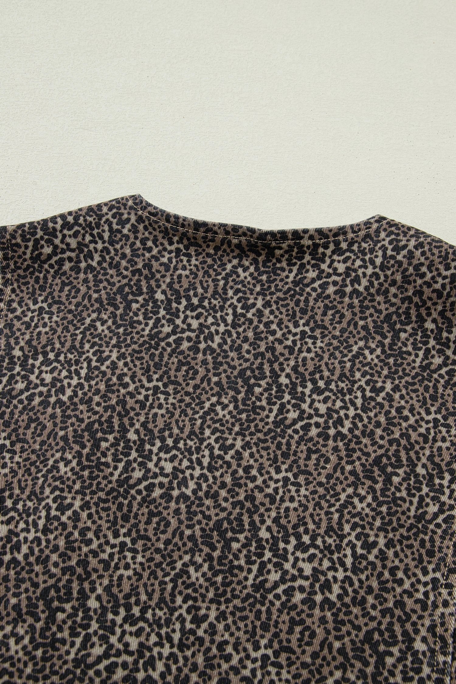brown leopard print slim denim vest for women casual everyday outfit