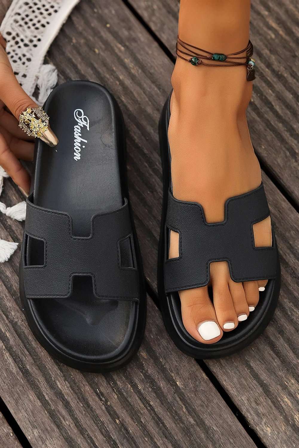 Open Toe Platform Sandals with cutout design and Mom Chic style