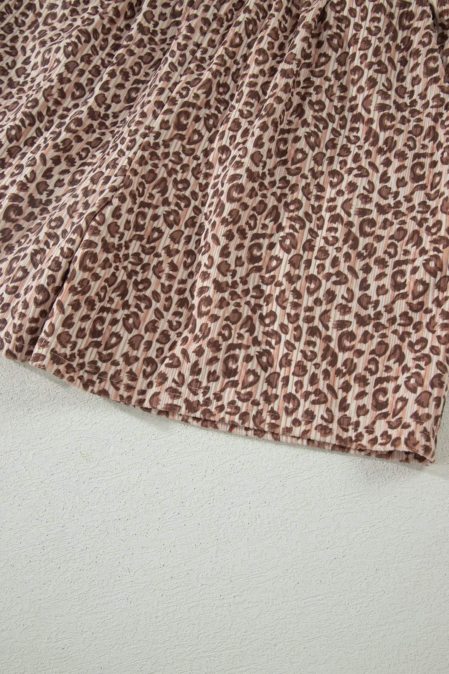 Dear-Lover Dropshipping Main Character Energy | Leopard Print Ribbed Outfit With Button Front Top And Matching Elastic Waist Shorts - Outfit Sets Two Piece Sets/Short Sets
