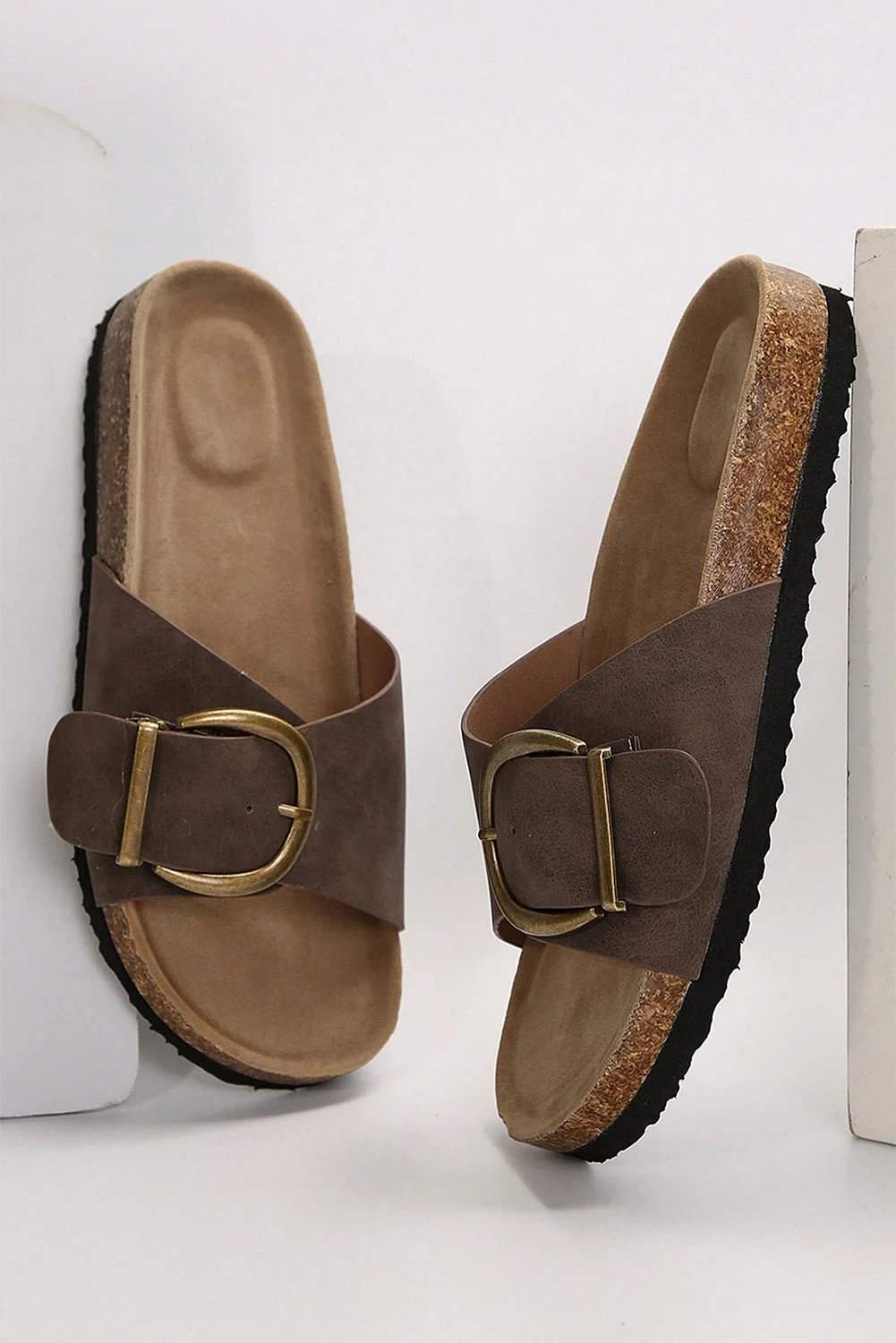 faux suede slip-on sandals