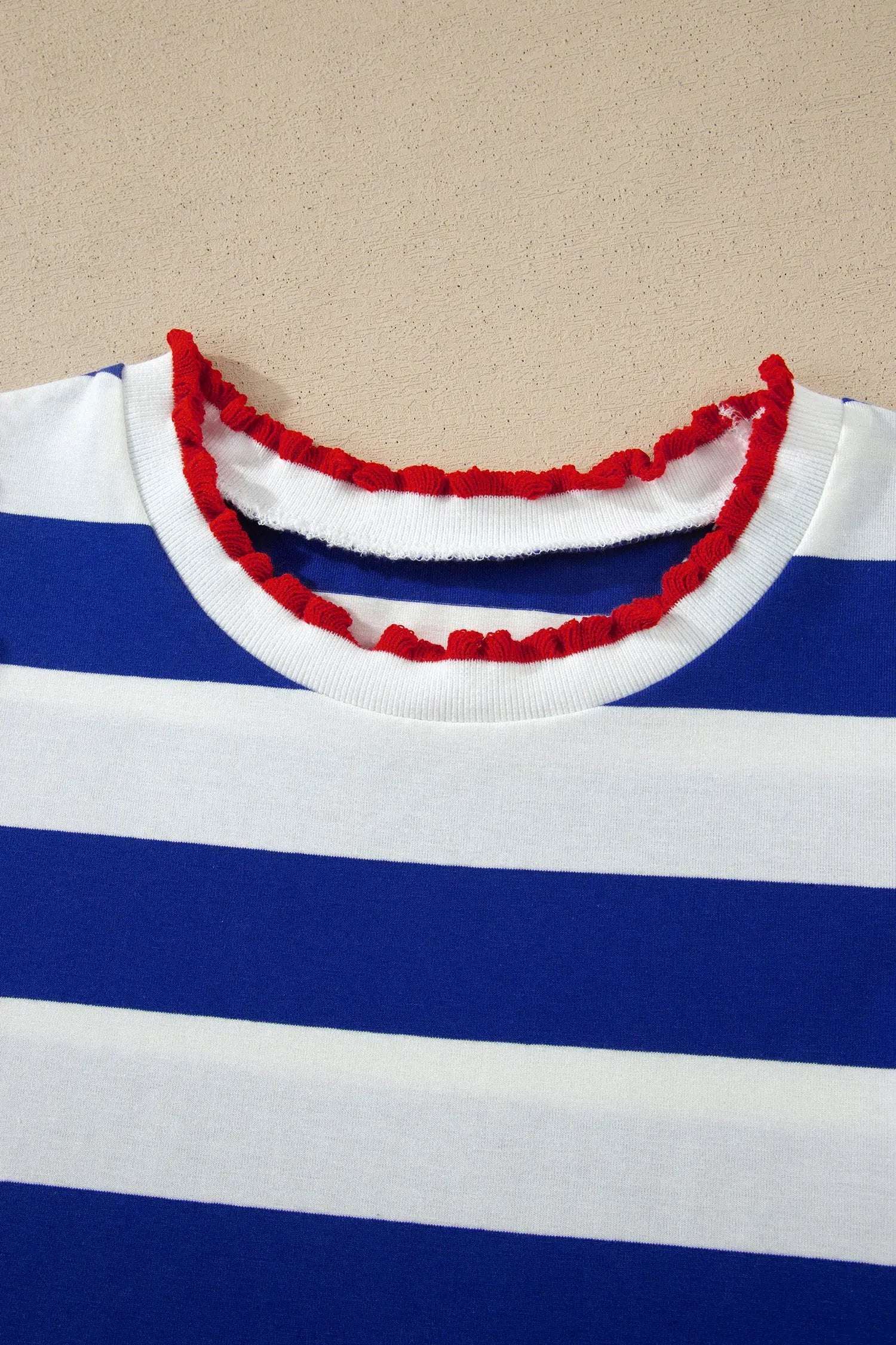 Dear-Lover Dropshipping Coastal Confidence | Striped Round Neck Puff Sleeve Mini Dress With Contrast Trim - Dresses Dresses/Mini Dresses