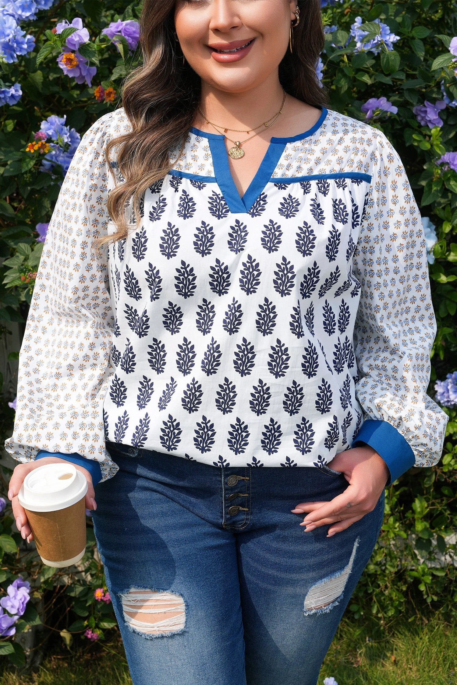 Plus Size Floral Blouse