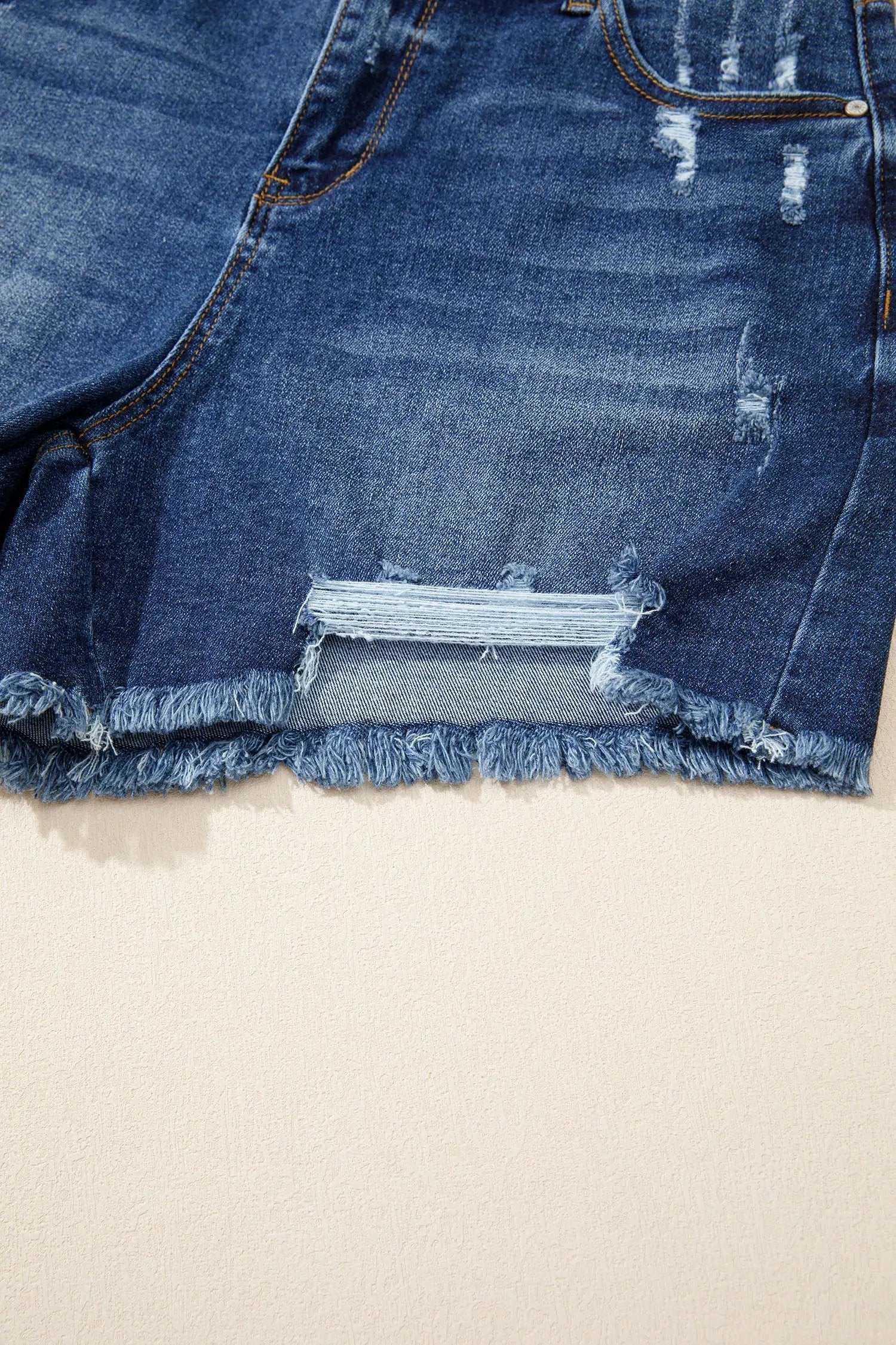 Dear-Lover Dropshipping Effortlessly Chic | Asymmetric Raw-Hem Distressed Denim Shorts - Bottoms/Denim Shorts