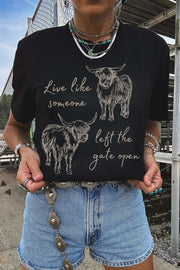 Western Graphic Tee with round neck cowgirl-inspired casual western top