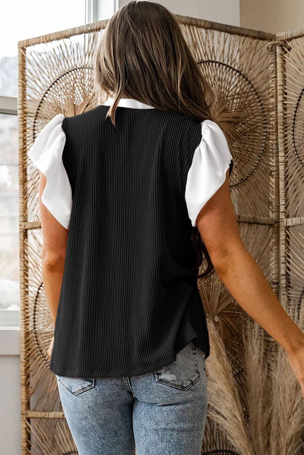 Plus Size Ribbed Blouse