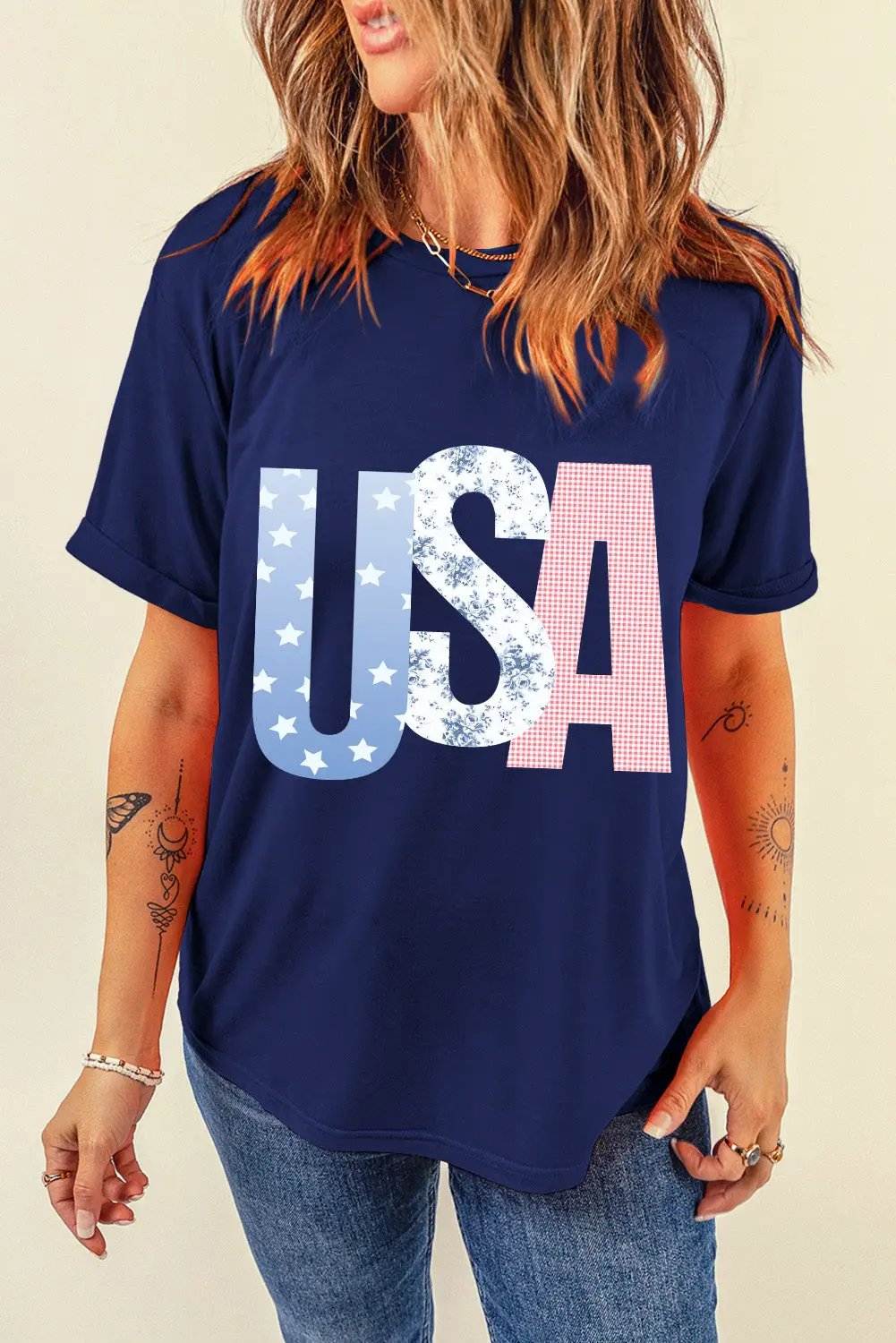 USA flag letters tee