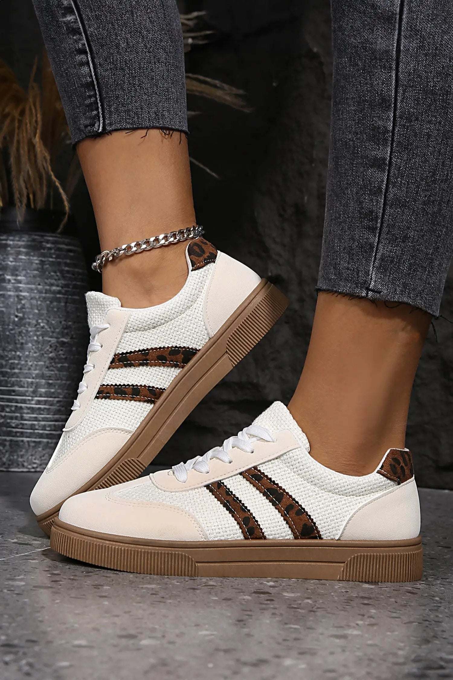 leopard patchwork sneakers