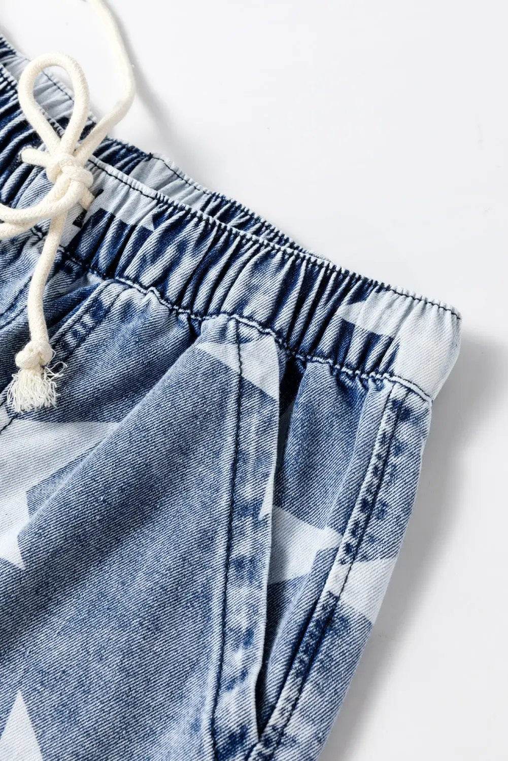 star print wide leg jeans