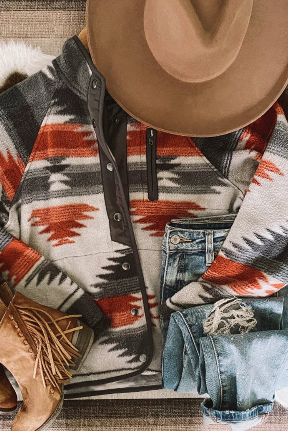  aztec fleece shacket for women casual everyday outfit