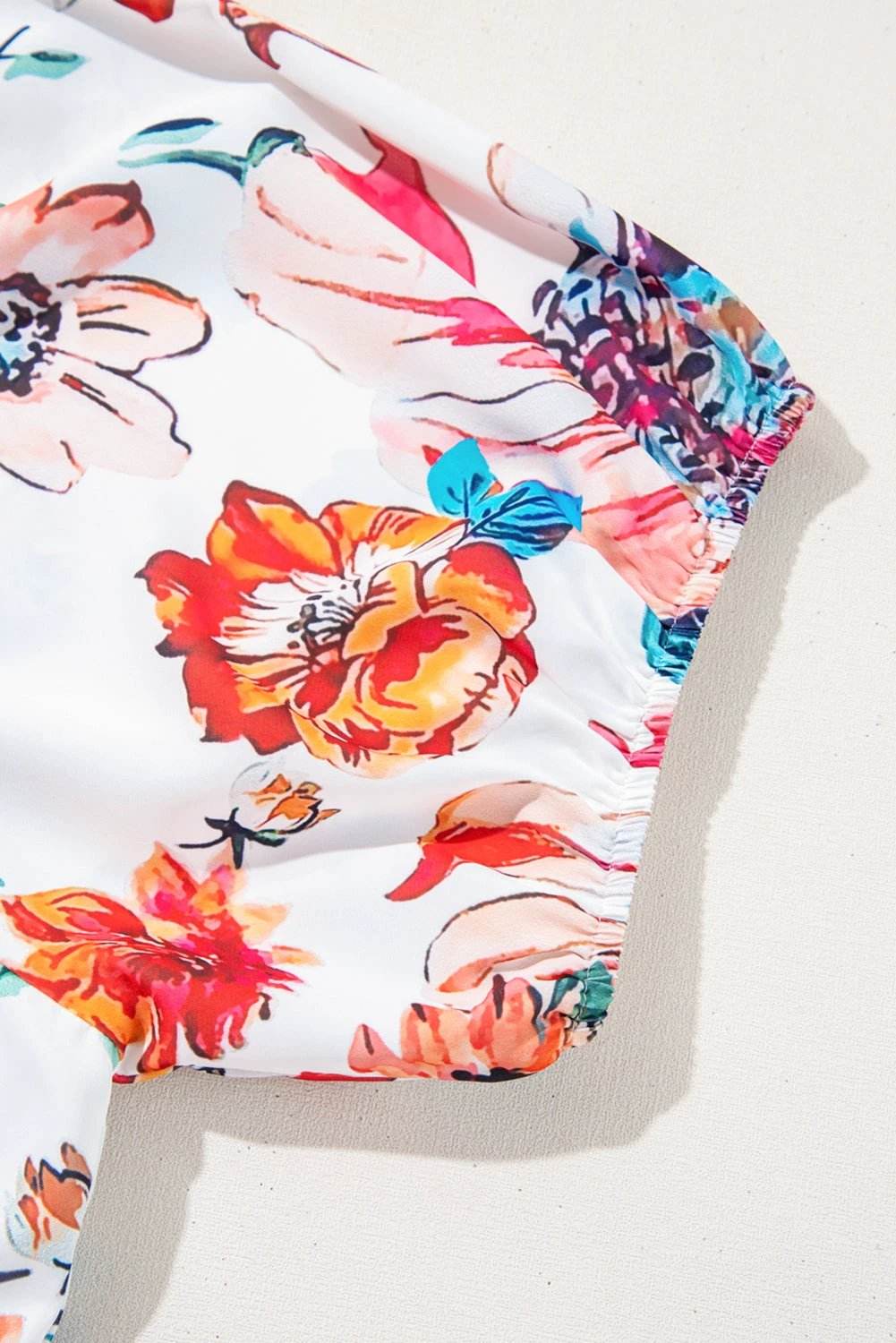Plus size floral midi dress with square neckline and puff sleeves, Sunday Ready by J&H Apparel