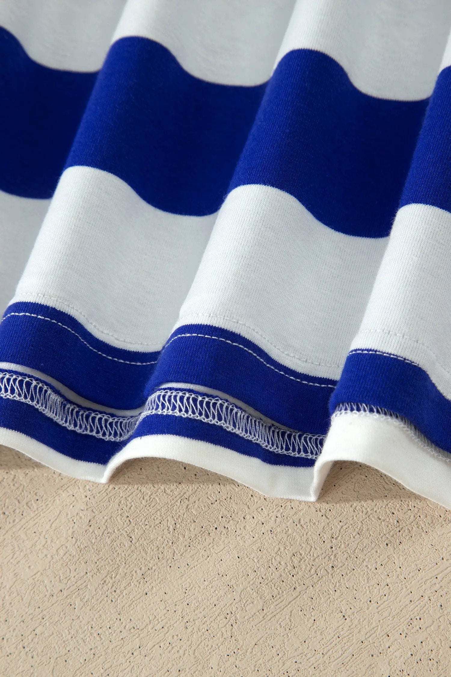 Dear-Lover Dropshipping Coastal Confidence | Striped Round Neck Puff Sleeve Mini Dress With Contrast Trim - Dresses Dresses/Mini Dresses