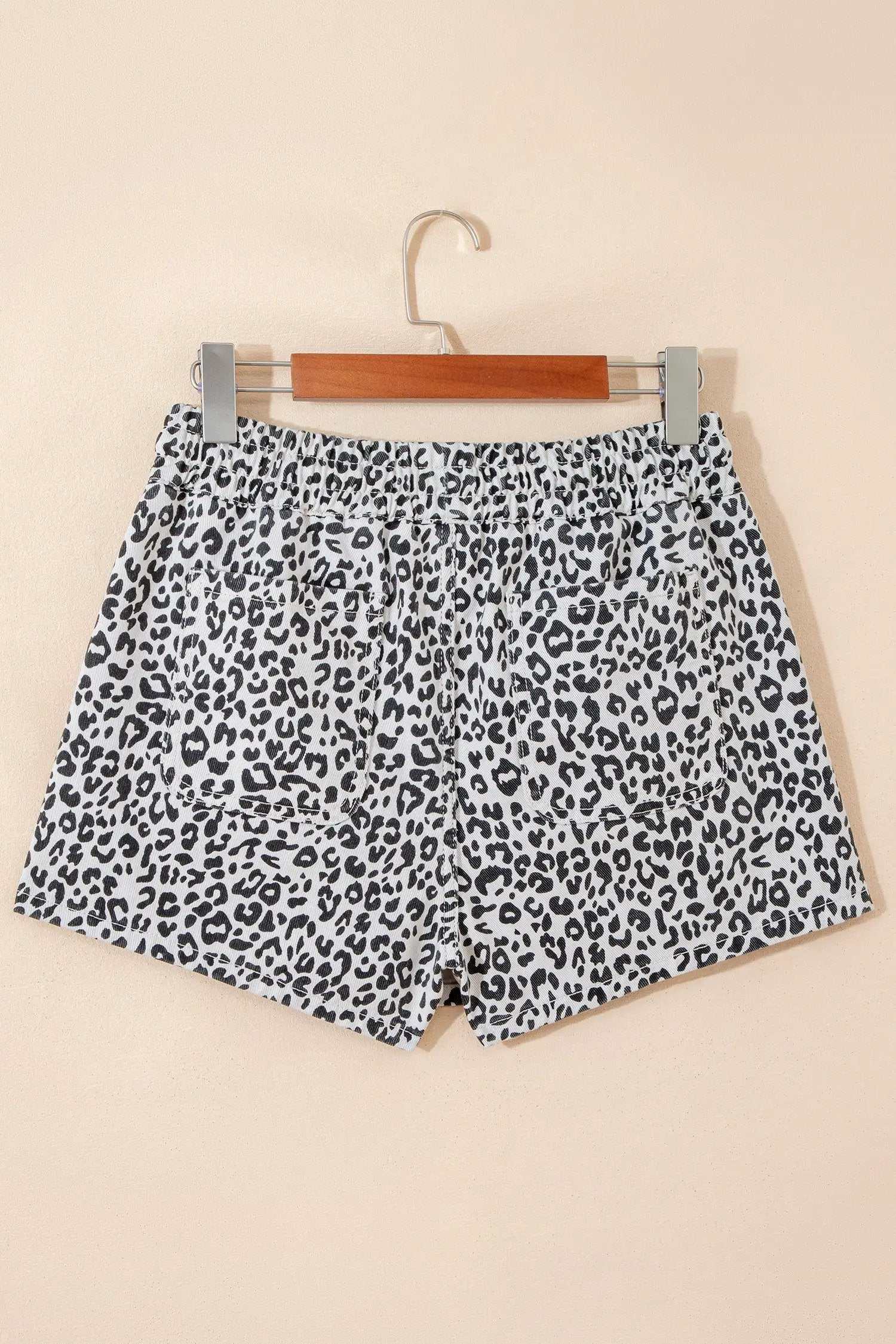 Leopard Print Denim Skort with tassel drawstring casual weekend style