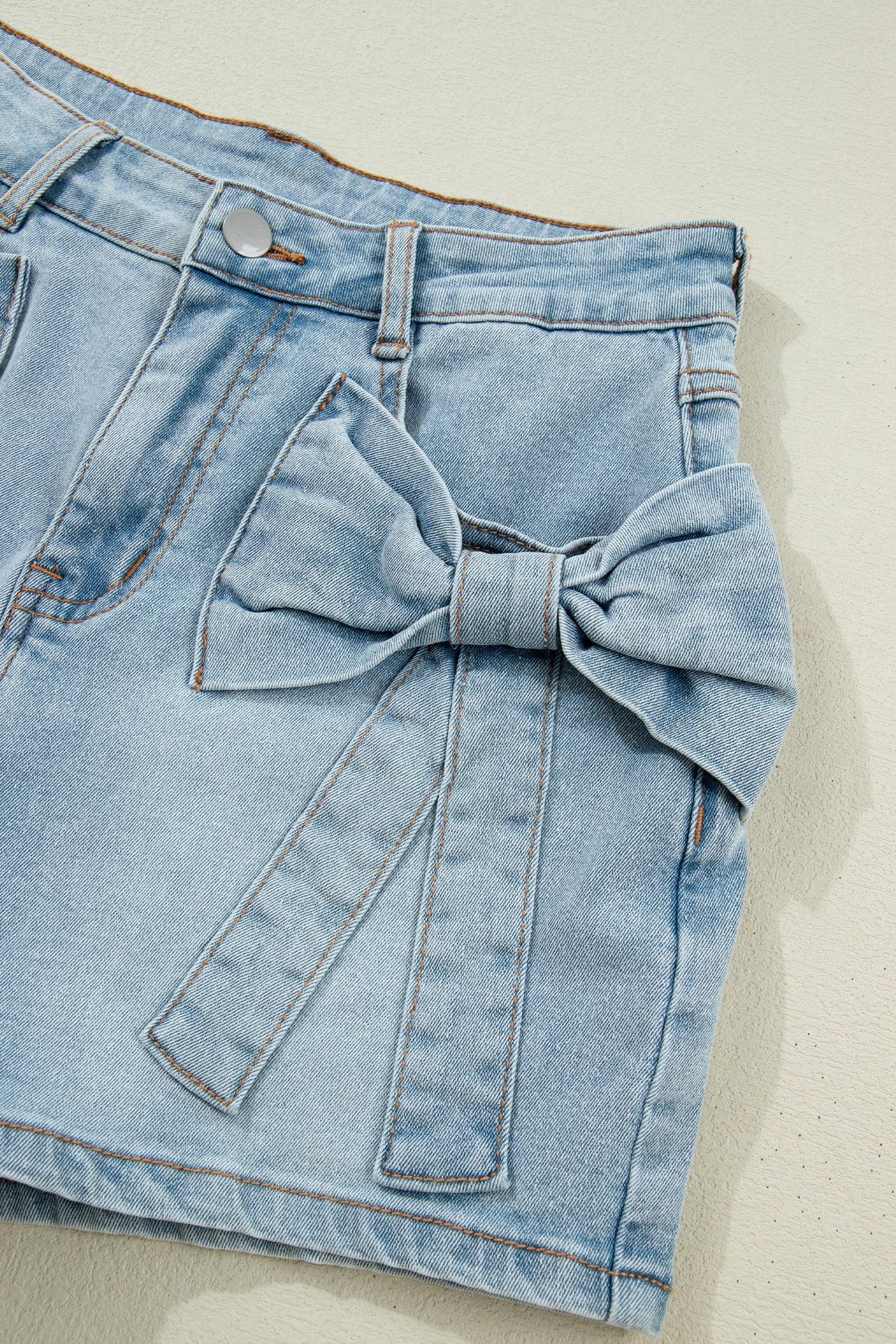  bow detail denim shorts for women casual everyday outfit