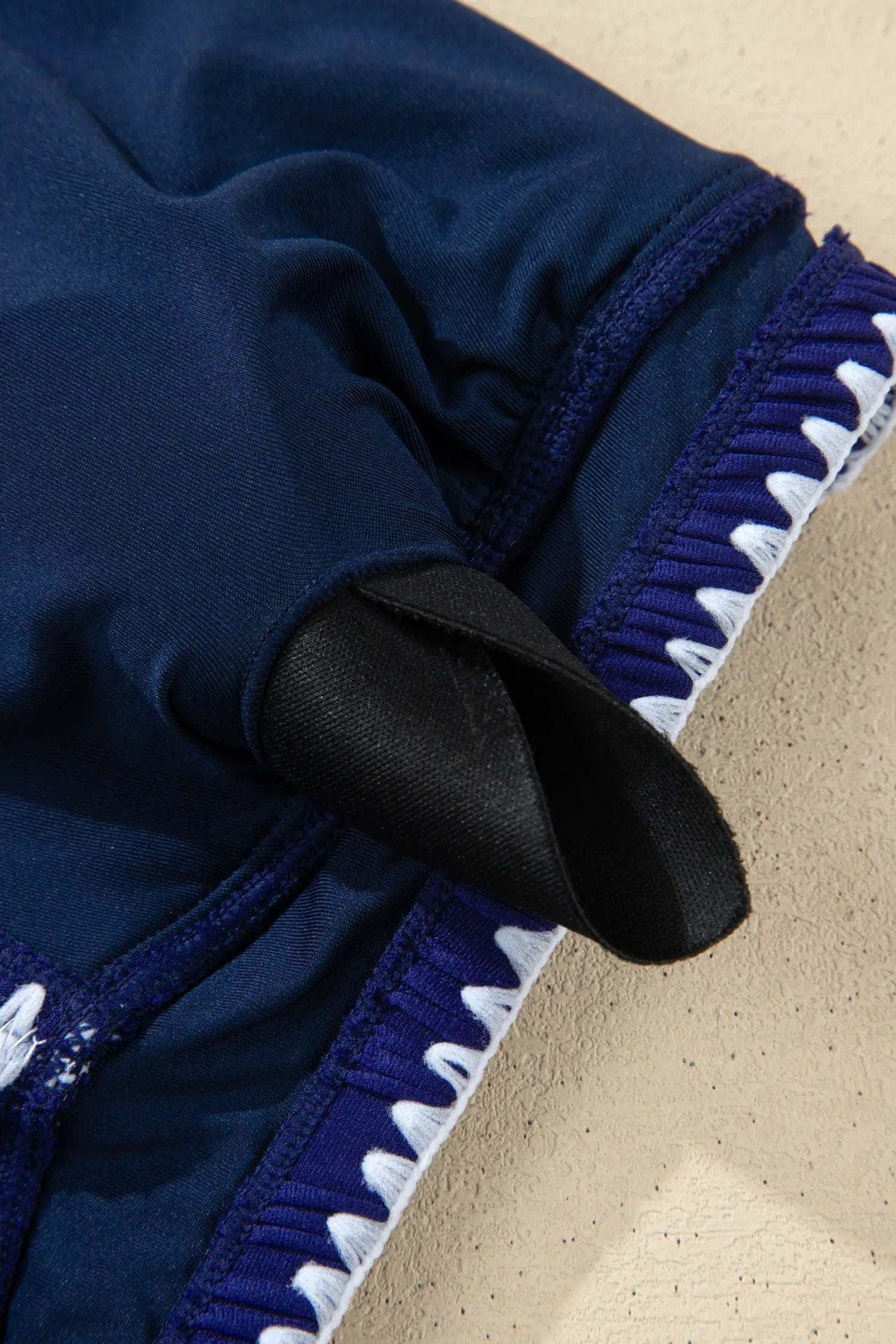 J&H Apparel Dark Blue Shell Stitched Trim V Neck Textured Mix and Match High Waist Bikinis - Classic Bikinis Swimwear/Bikinis