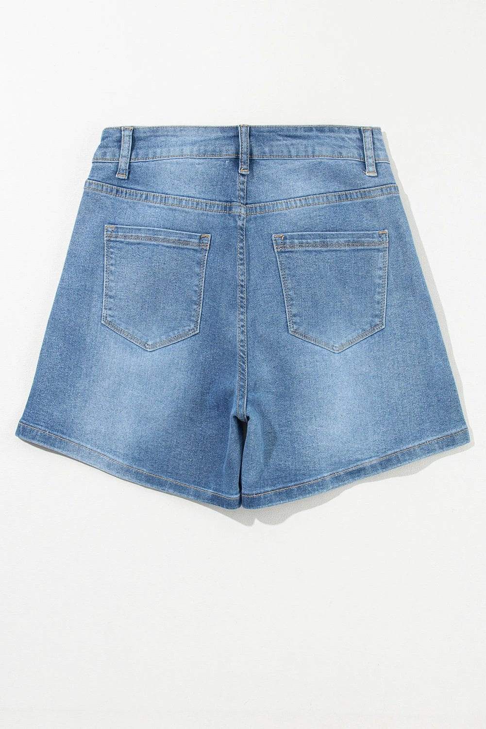 Rhinestone embellished high-rise denim shorts with Western rolled cuff Summer Spark design