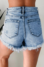 Distressed Acid Wash Denim Hot Shorts — women's everyday bottoms | J&H Apparel