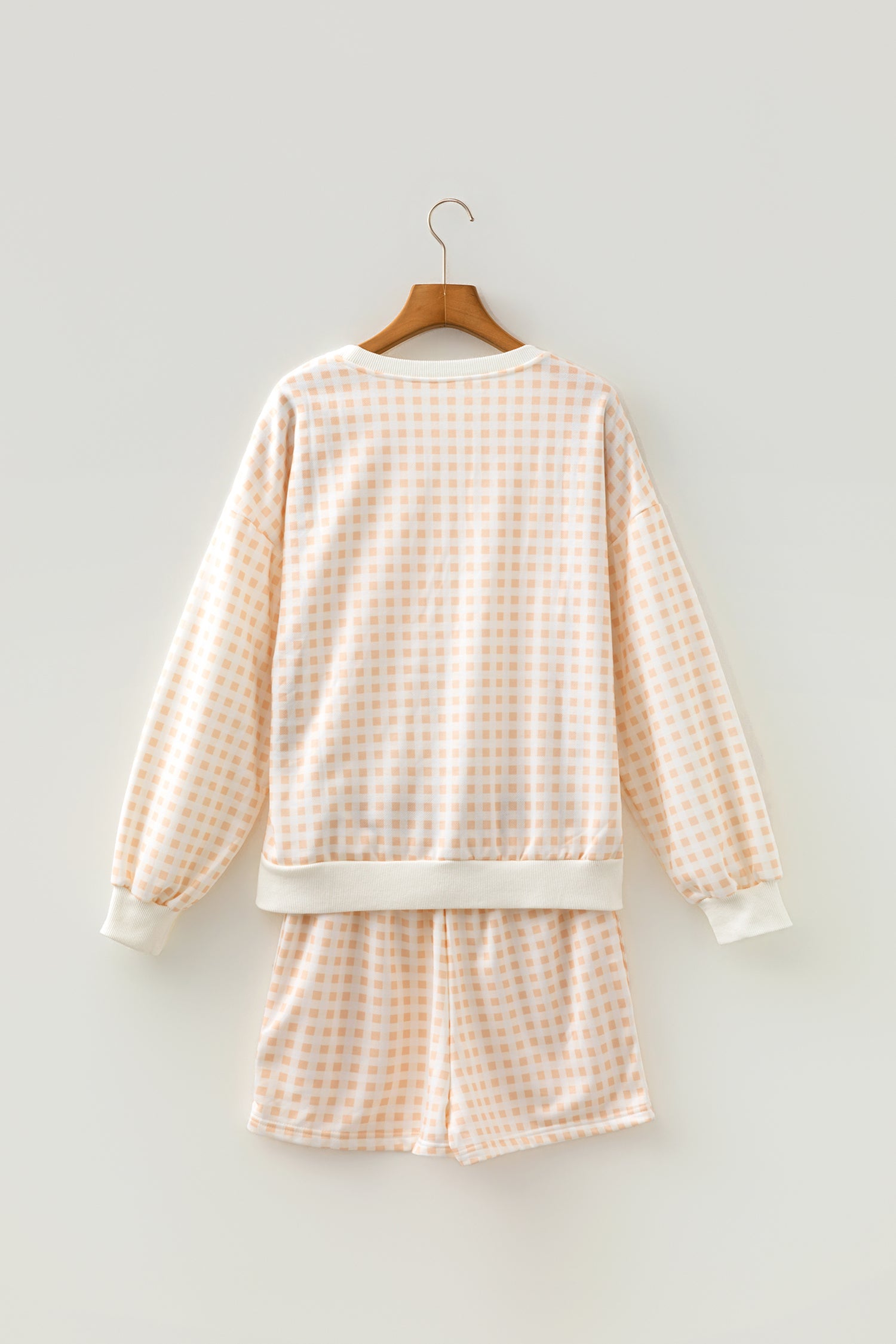 Yellow Plaid Baggy Pullover Drawstring Casual Shorts 2pcs Outfit