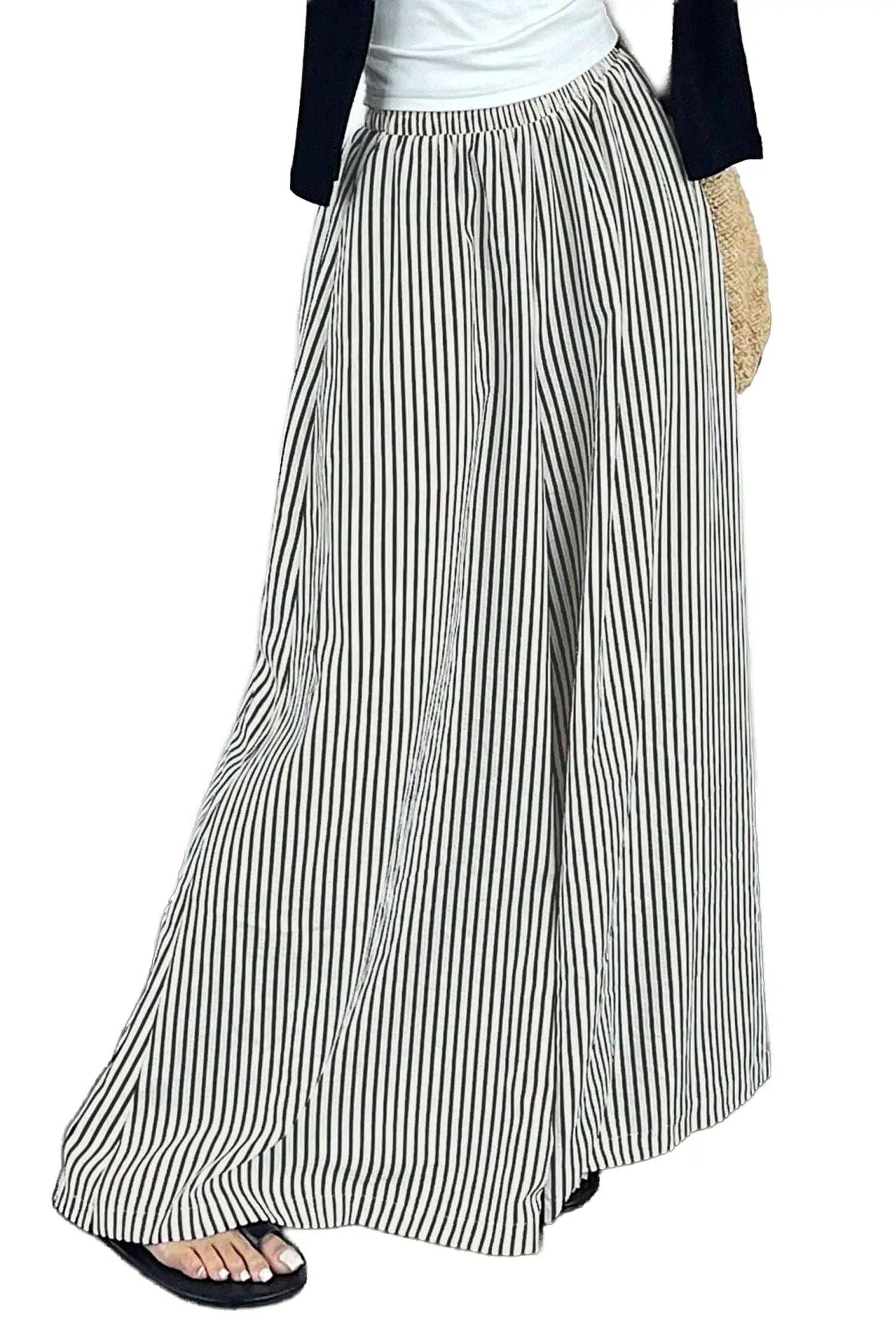 Striped Wide-Leg Pants with elastic waist and ultra wide-leg silhouette