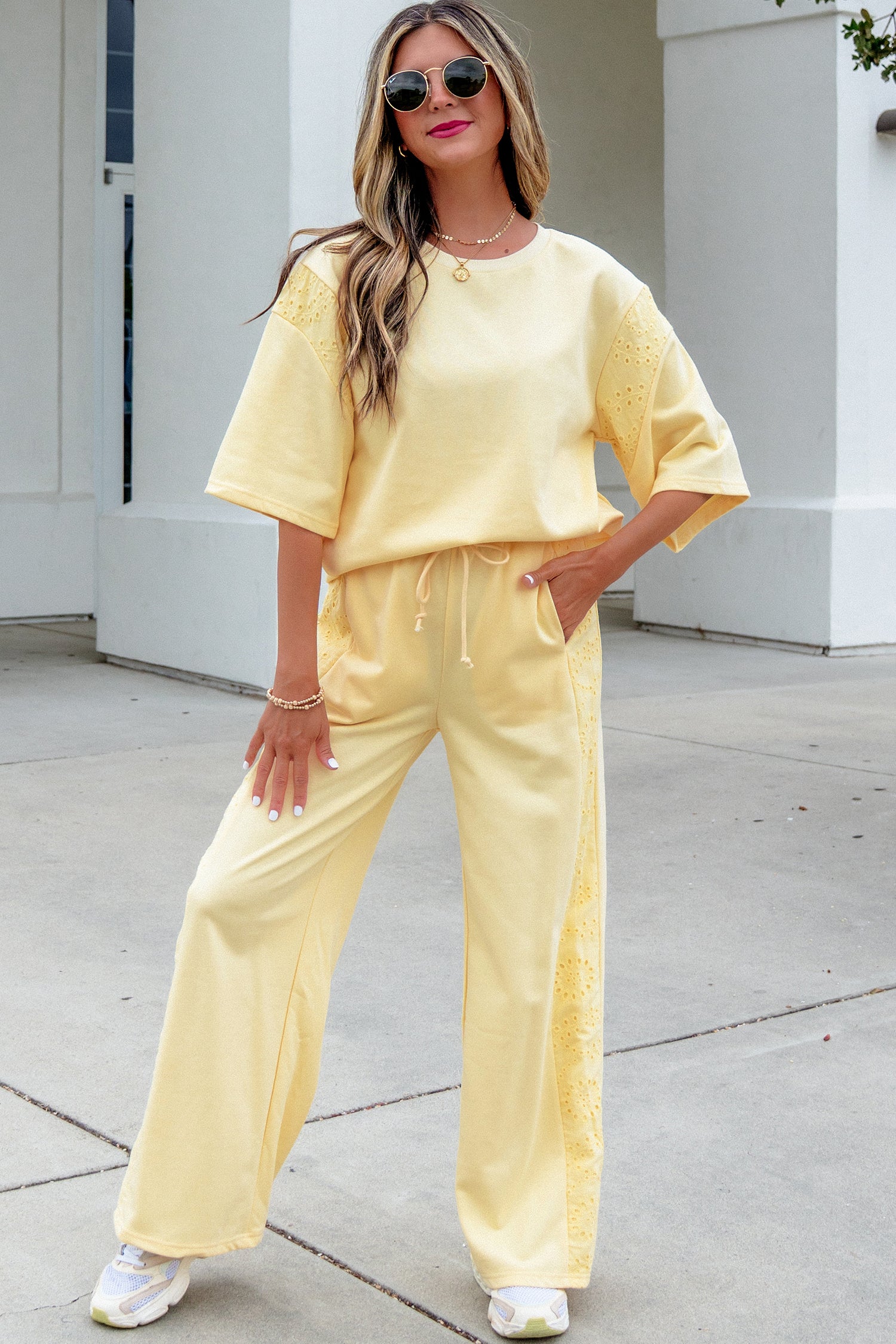 Patchwork Top and Elastic-Waist Pants — women's everyday pants | J&H Apparel