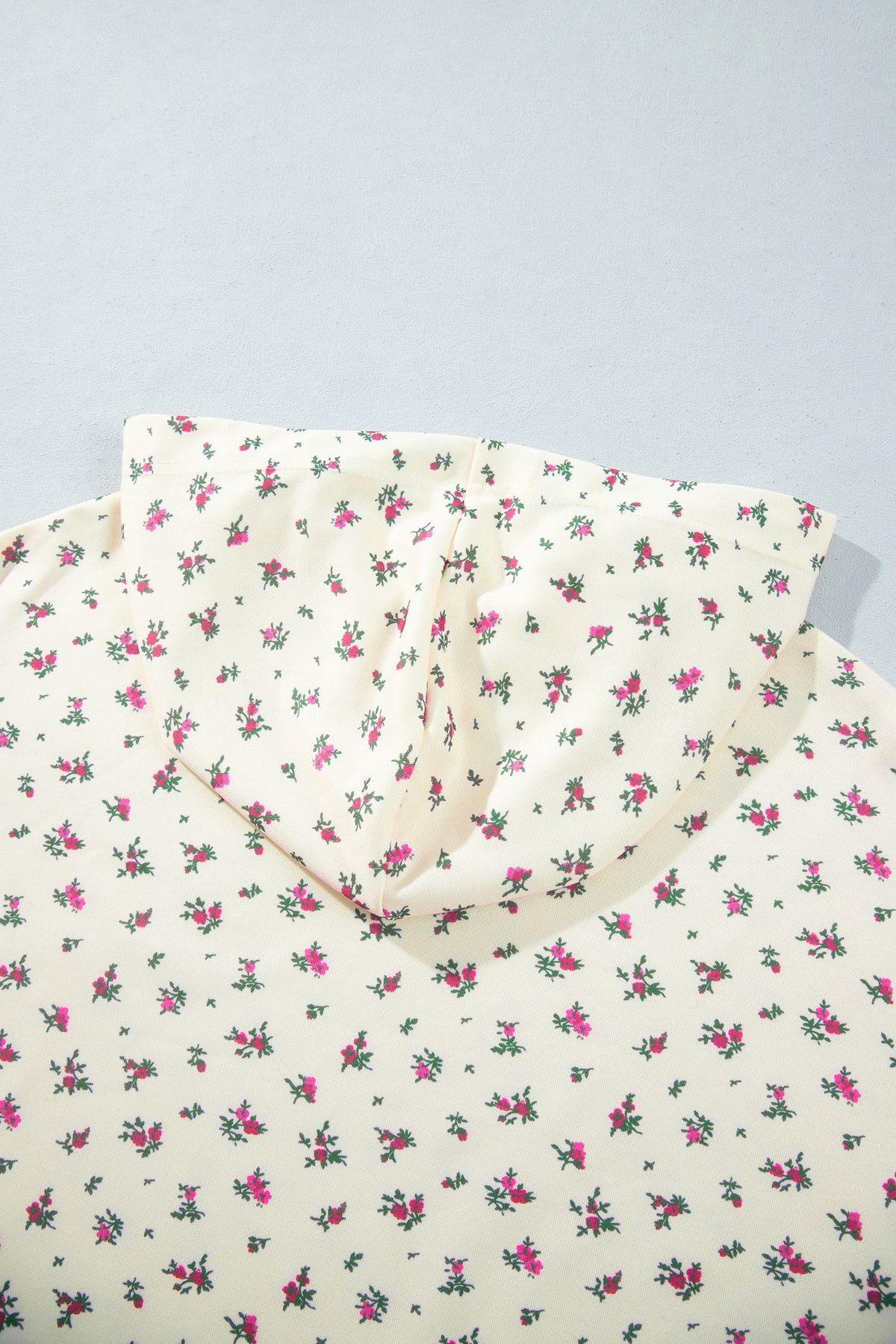 Plus Size Floral Print Hooded Long Sleeve Outfit Set